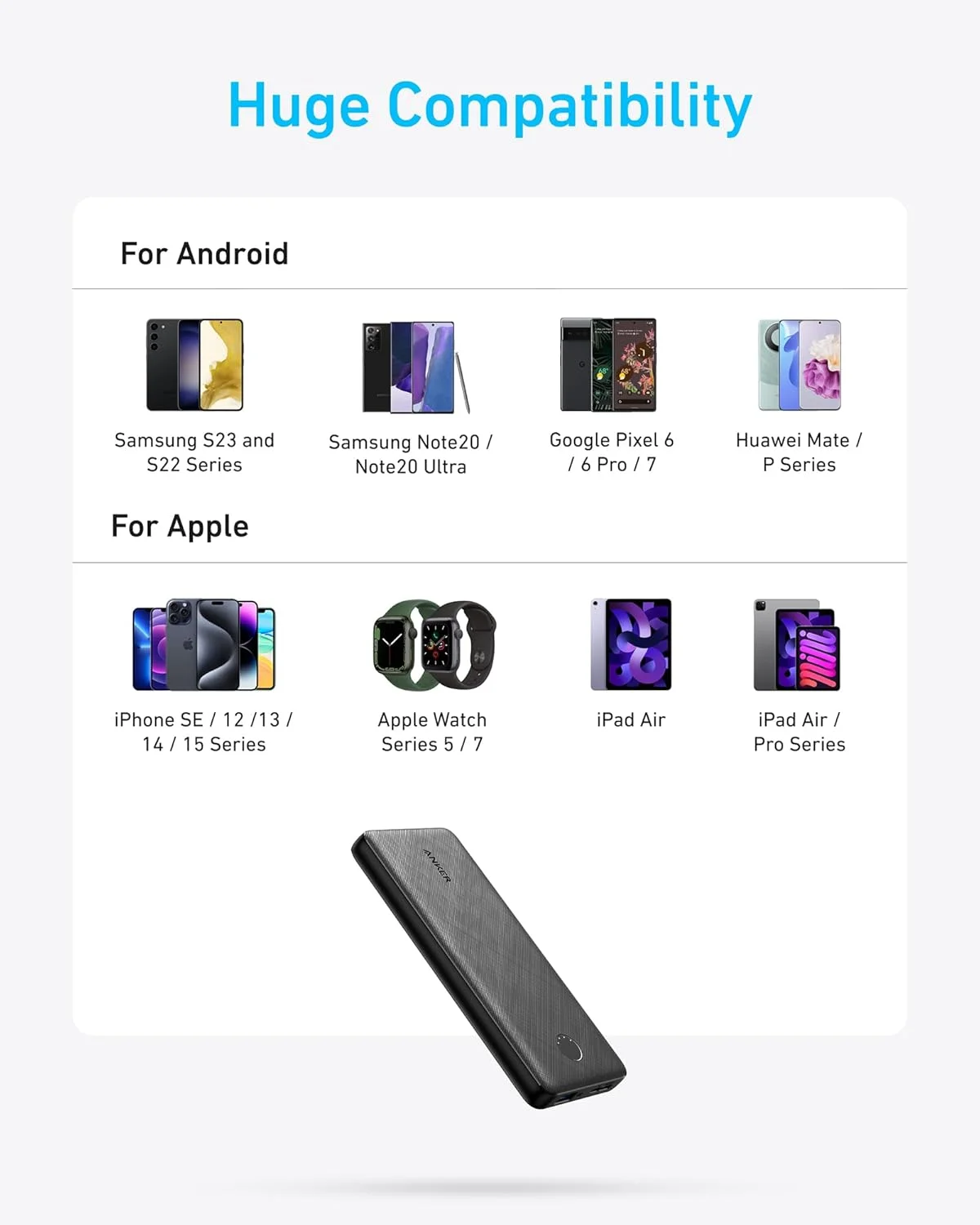 پاور بانک انکر (PowerCore 10K)، بسته باتری فشرده 10000 میلی آمپر ساعتی با فناوری شارژ PowerlQ و USB-C برای آیفون، آیپد، سامسونگ گلکسی، پیکسل و غیره پاور بانک انکر (PowerCore 10K)، بسته باتری فشرده 10000 میلی آمپر ساعتی با فناوری شارژ PowerlQ و USB-C برای آیفون، آیپد، سامسونگ گلکسی، پیکسل و غیره