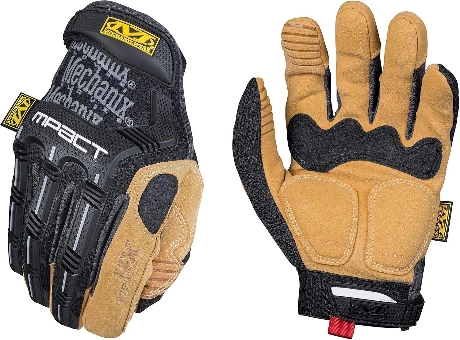 دستکش کار چرمی مصنوعی Material4X M-Pact از Mechanix Wear، دستکش ایمنی با محافظت در برابر ضربه و جذب لرزش، مقاومت در برابر سایش، دستکش کار مردانه (قهوه ای، XX-بزرگ)