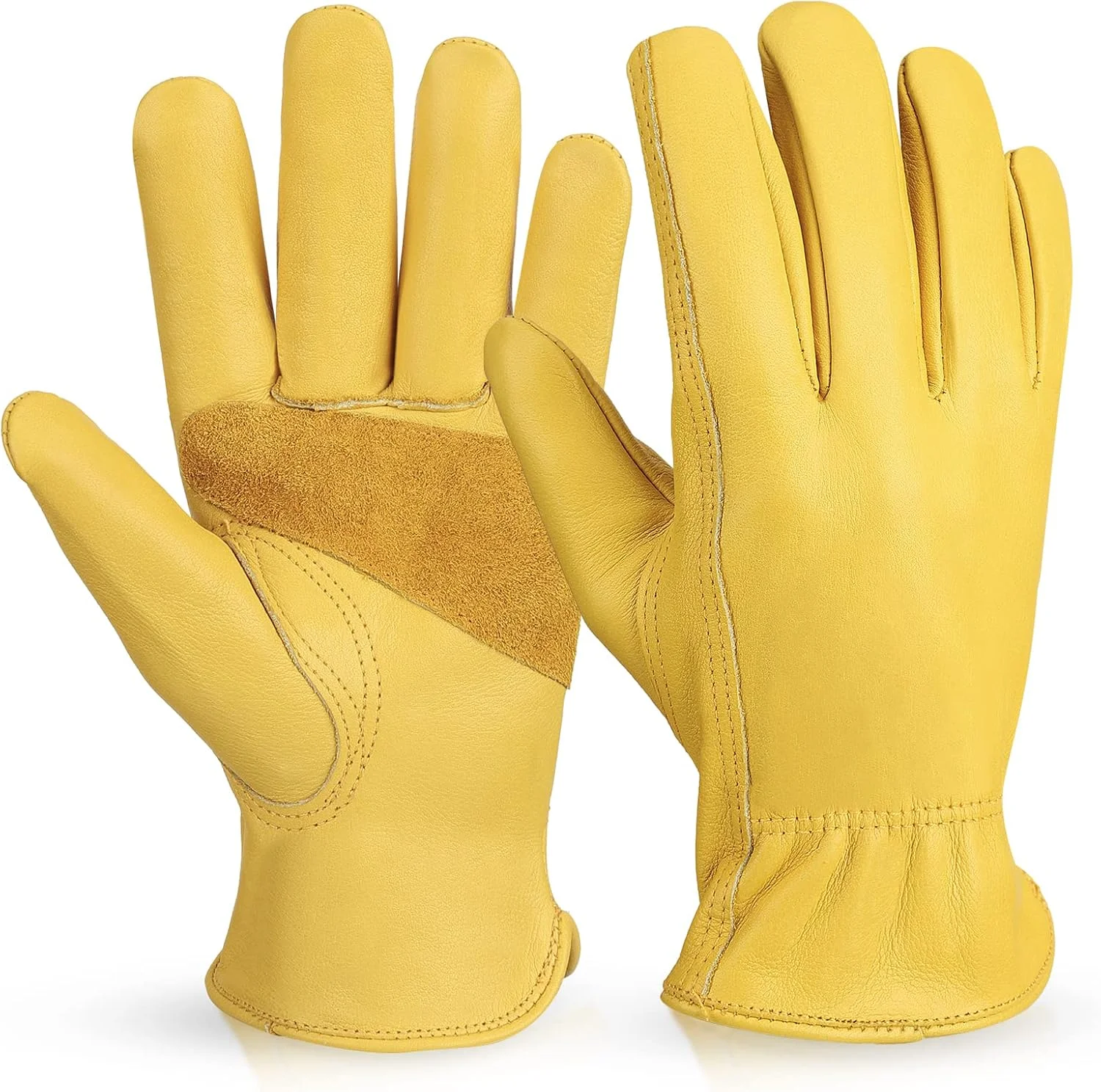 دستکش کار چرمی OZERO: دستکش باغبانی چرمی ضد آب و مقاوم در برابر سایش از چرم گاوی برای کارهای حیاط، باغبانی، کارهای سنگین، مزرعه، انبار، ساخت و ساز، موتور سیکلت، مردان و زنان