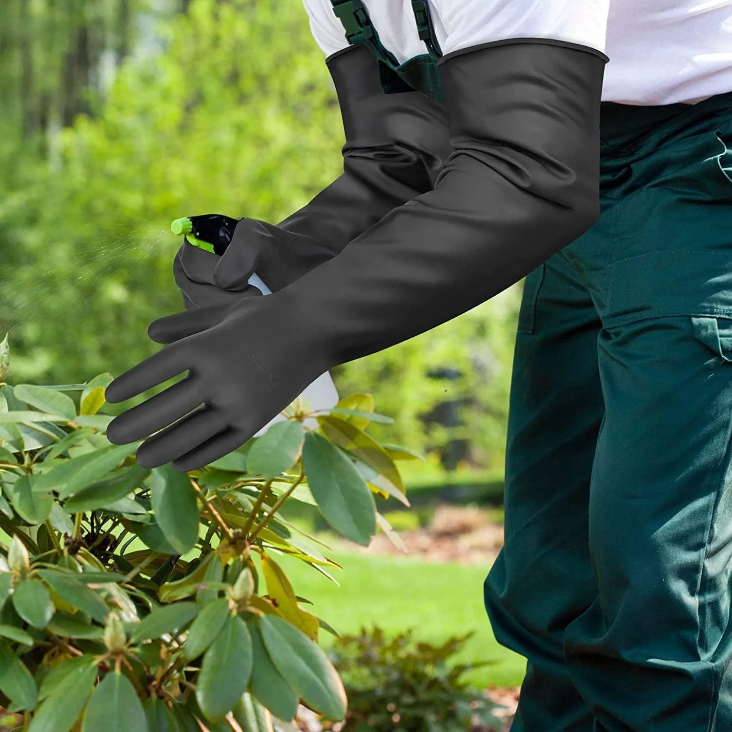 دستکش لاتکس مقاوم در برابر مواد شیمیایی، سایز XL، 18 اینچ، دستکش لاستیکی سنگین بادوام، دستکش ظرفشویی، دستکش ایمنی صنعتی مردانه، محافظت از ساعد، ضد آب، مقاوم در برابر اسیدهای قوی، بازها و روغن