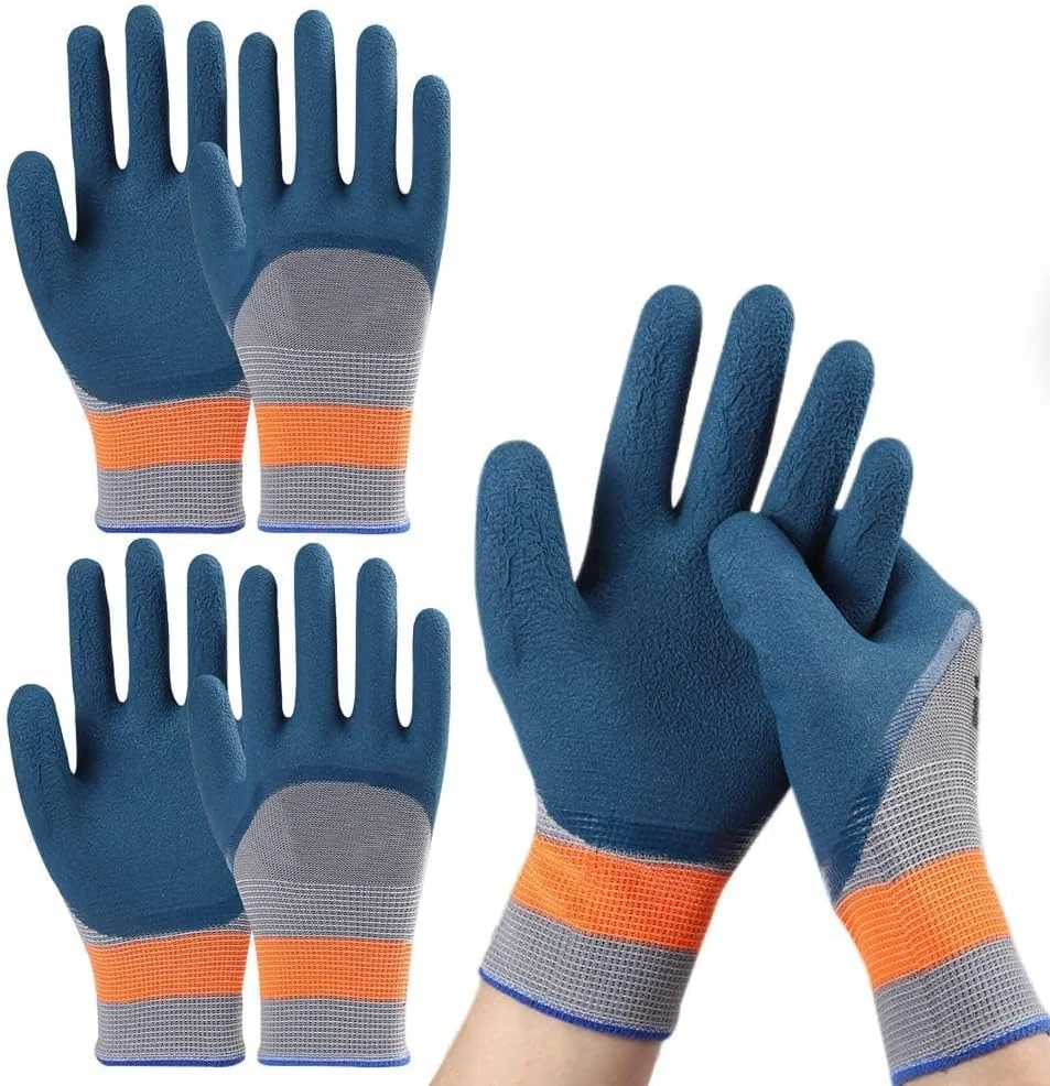 دستکش باغبانی، 3 جفت دستکش کار ایمنی با روکش نیتریل با چسبندگی قوی سایز بزرگ برای بنا/باغبان/مکانیک/ساخت و ساز/انبارداری برای زنان و مردان