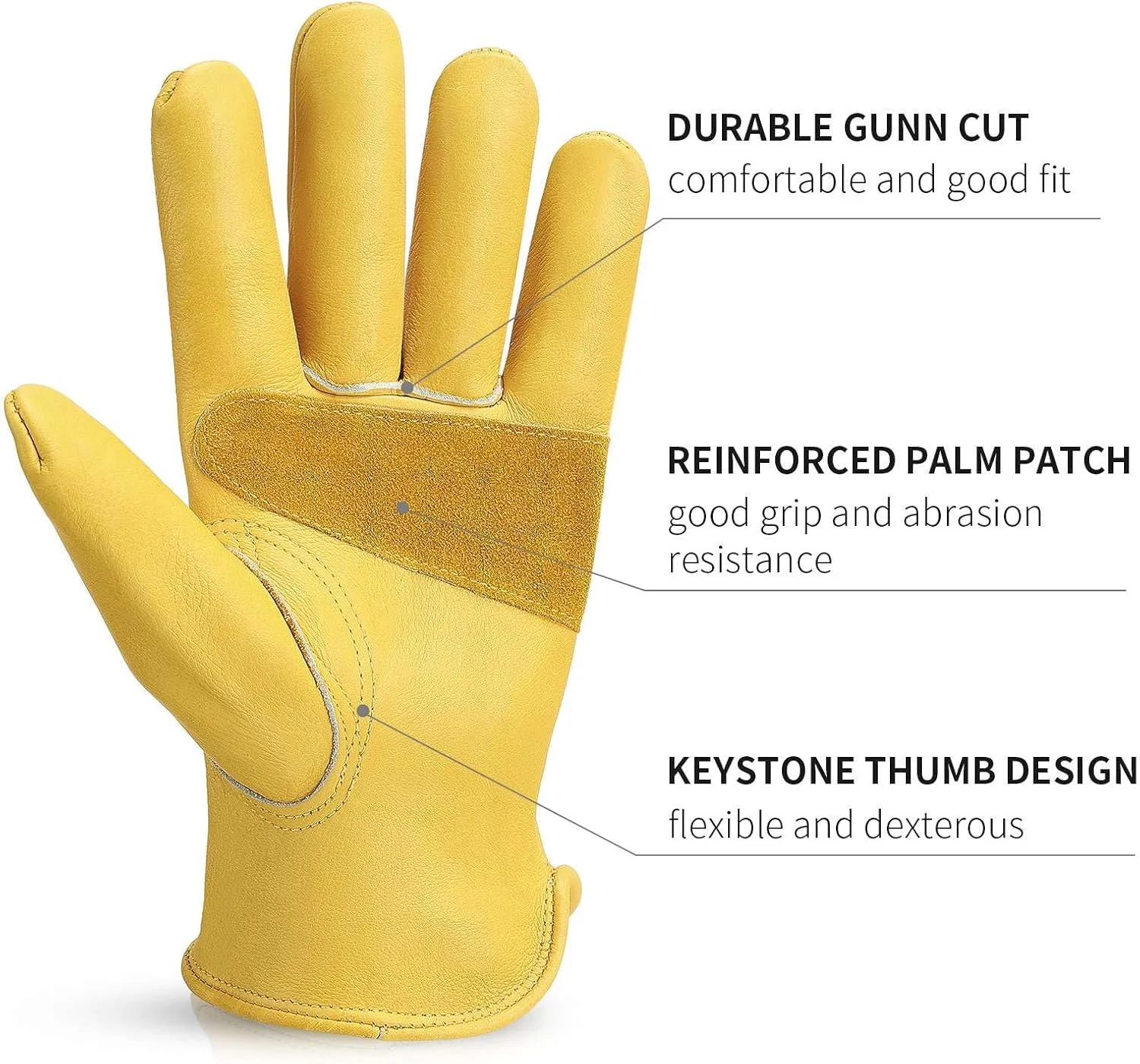 دستکش کار چرمی OZERO: دستکش باغبانی چرمی ضد آب و مقاوم در برابر سایش از چرم گاوی برای کارهای حیاط، باغبانی، کارهای سنگین، مزرعه، انبار، ساخت و ساز، موتور سیکلت، مردان و زنان