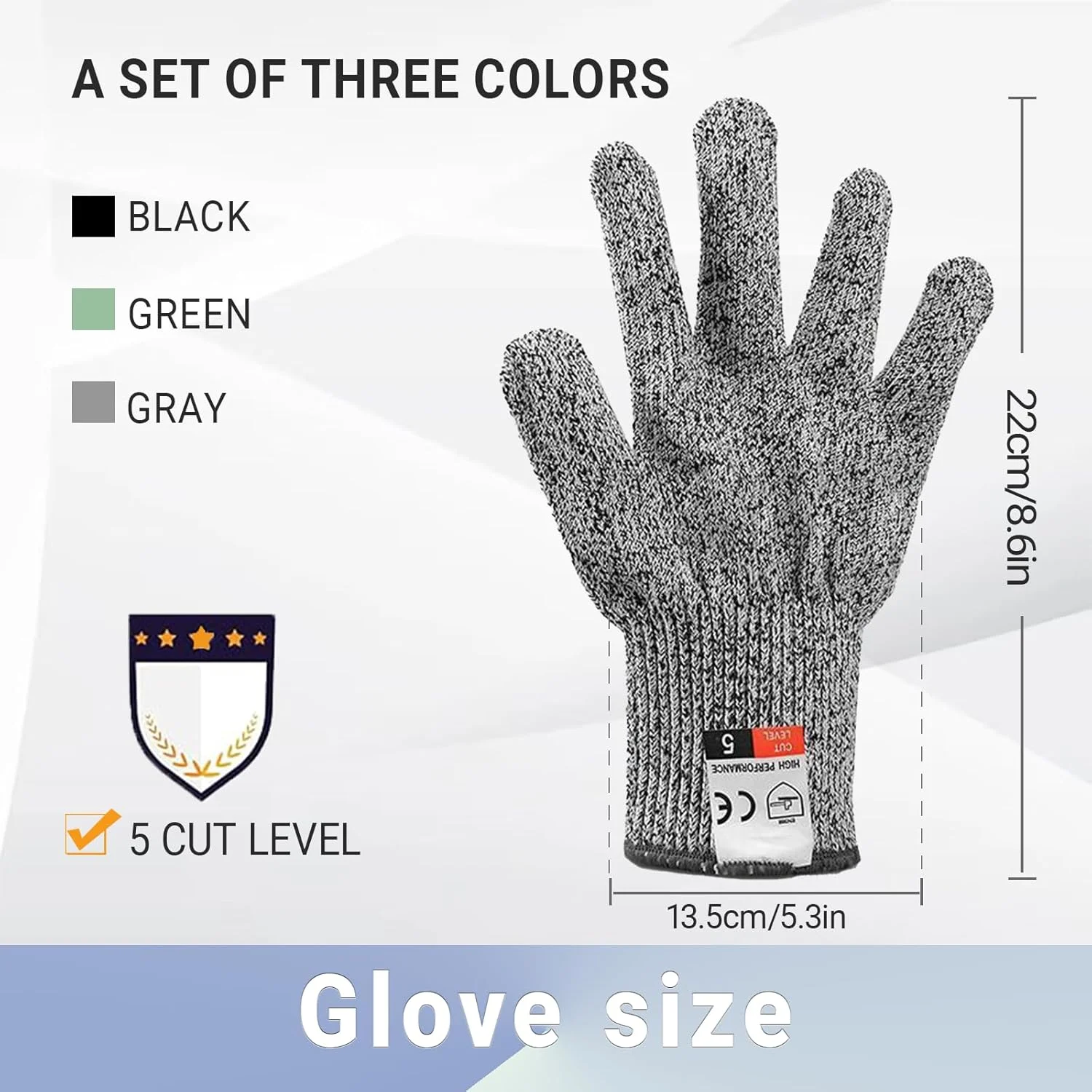 دستکش های ضد برش JOWILIN، 3 جفت، سطح 5 محافظت، دستکش های مناسب مواد غذایی، راحتی و مهارت، دستکش های کار بادوام و ایمن برای برش با ماندولین، برش گوشت، کنده کاری چوب، باغبانی، آشپزی