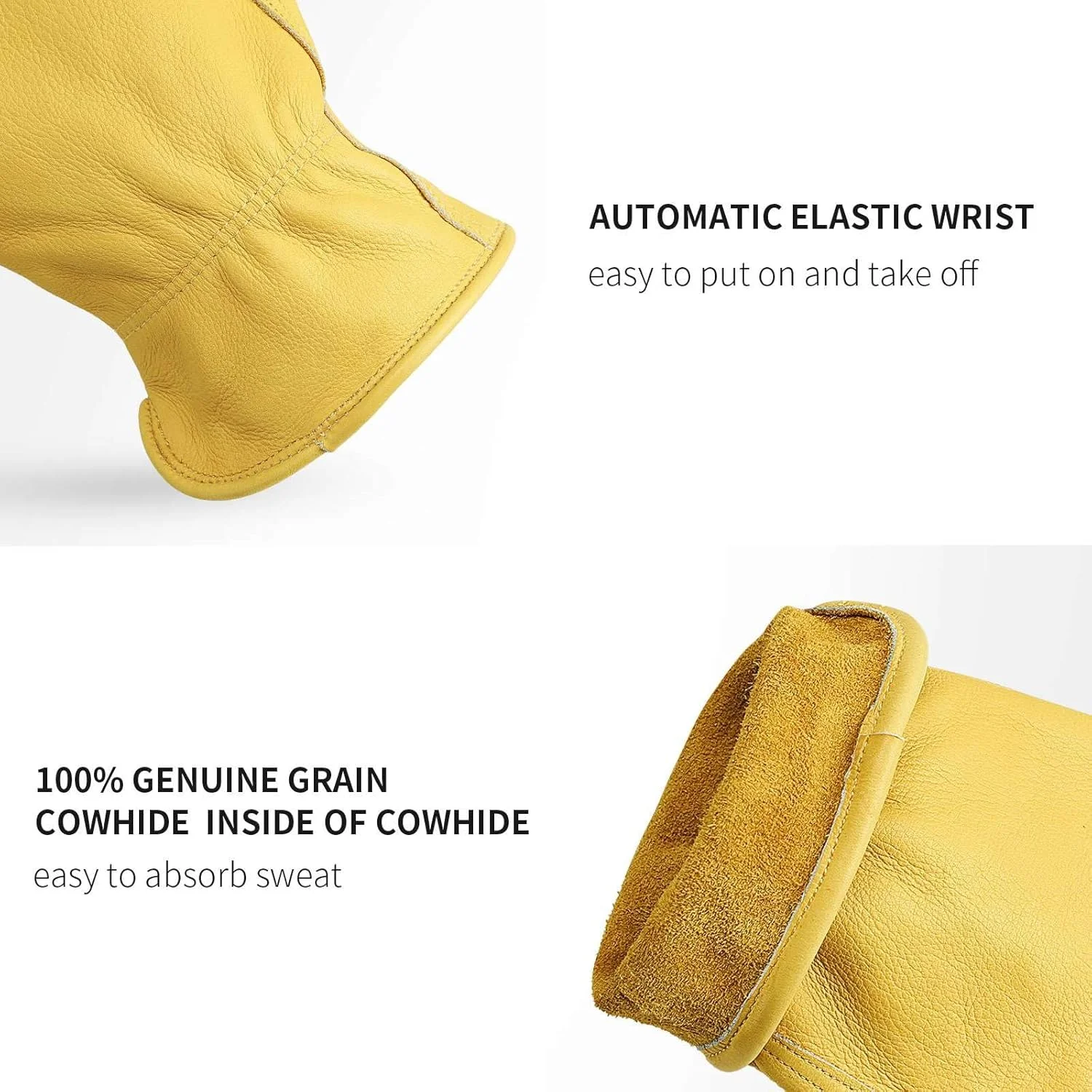 دستکش کار چرمی OZERO: دستکش باغبانی چرمی ضد آب و مقاوم در برابر سایش از چرم گاوی برای کارهای حیاط، باغبانی، کارهای سنگین، مزرعه، انبار، ساخت و ساز، موتور سیکلت، مردان و زنان