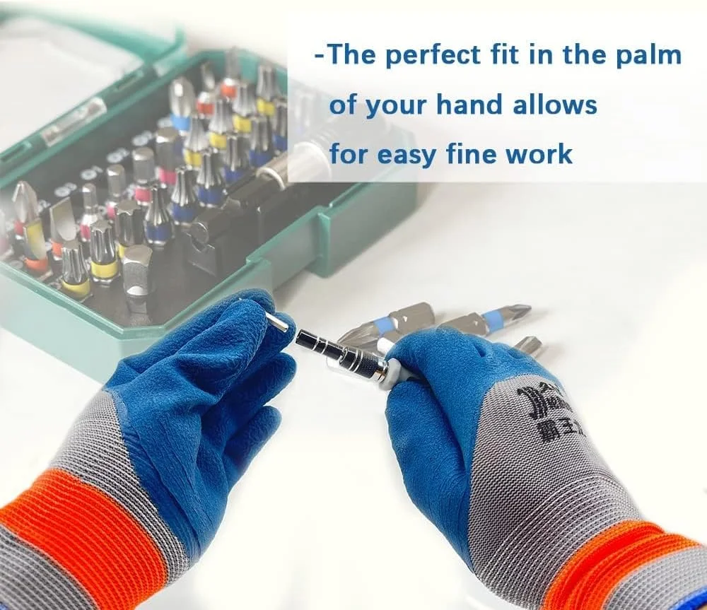 دستکش باغبانی، 3 جفت دستکش کار ایمنی با روکش نیتریل با چسبندگی قوی سایز بزرگ برای بنا/باغبان/مکانیک/ساخت و ساز/انبارداری برای زنان و مردان