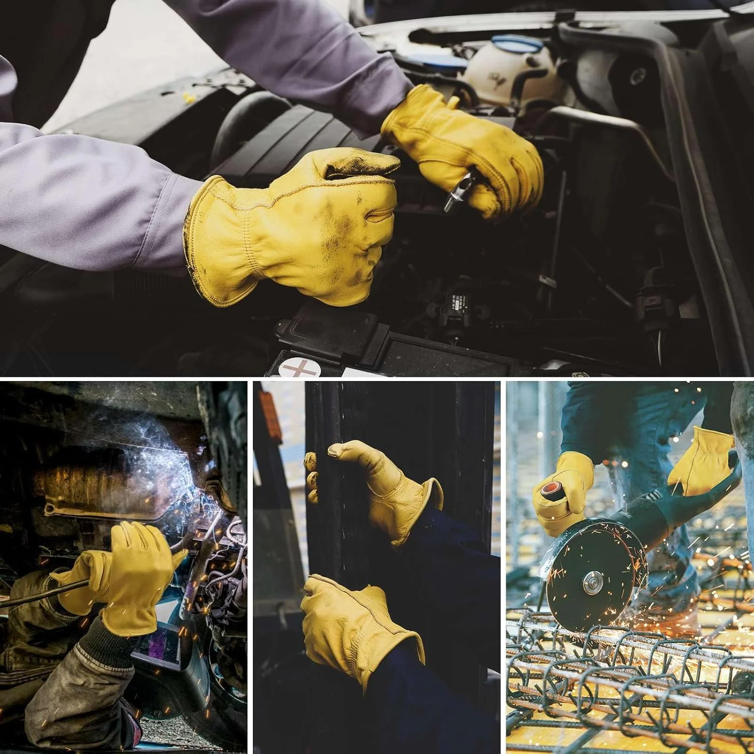 دستکش کار چرمی OZERO: دستکش باغبانی چرمی ضد آب و مقاوم در برابر سایش از چرم گاوی برای کارهای حیاط، باغبانی، کارهای سنگین، مزرعه، انبار، ساخت و ساز، موتور سیکلت، مردان و زنان