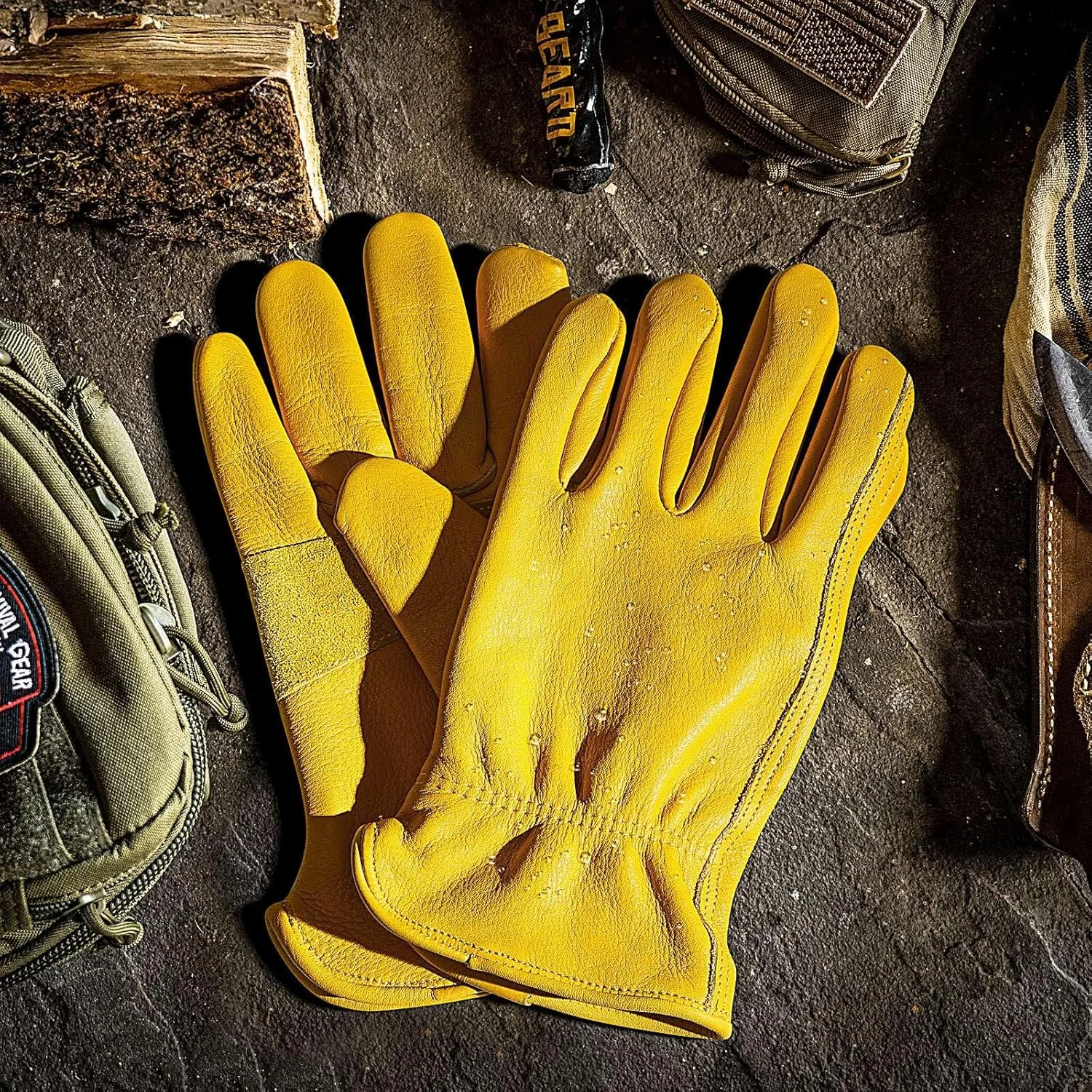 دستکش کار چرمی OZERO: دستکش باغبانی چرمی ضد آب و مقاوم در برابر سایش از چرم گاوی برای کارهای حیاط، باغبانی، کارهای سنگین، مزرعه، انبار، ساخت و ساز، موتور سیکلت، مردان و زنان