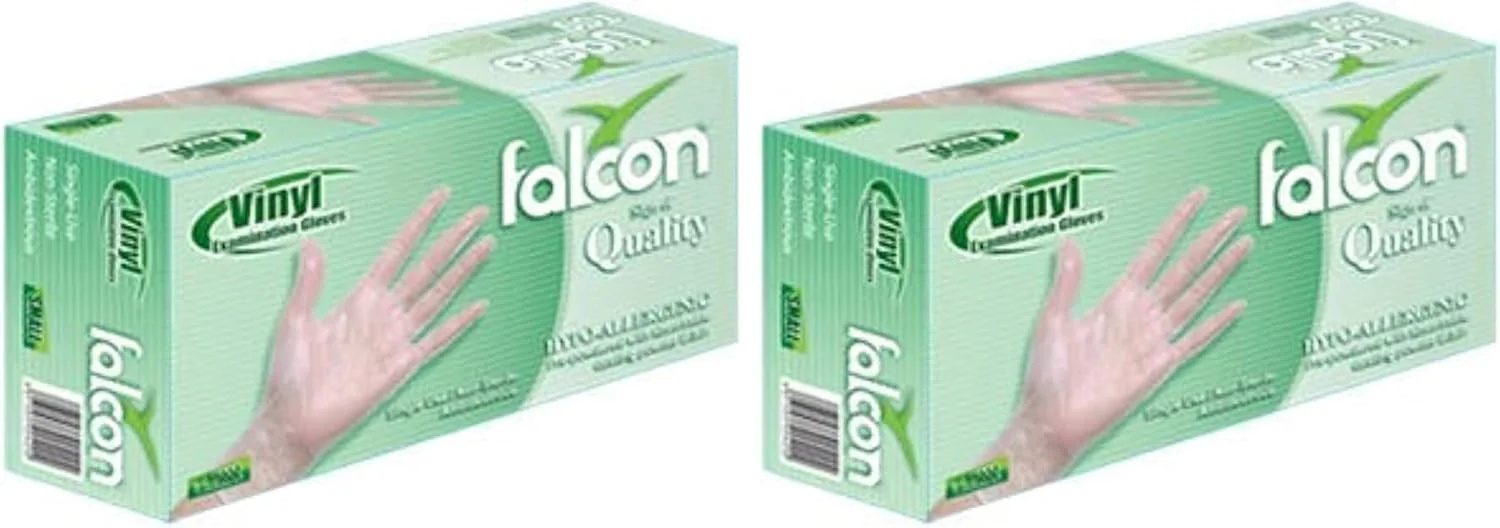 دستکش یکبار مصرف وینیل فالکون، بدون لاتکس، مناسب برای همه (بسته 100 عددی)