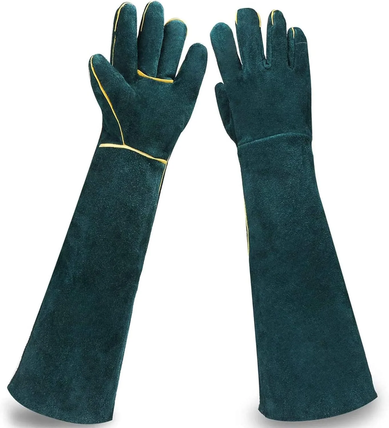 دستکش محافظ حیوانات خانگی مومو کت، دستکش ایمنی ضد گاز گرفتگی، دستکش محافظت و ضد خراش چرمی گاوی 35 سانتی متری سبز برای شاهین ها، مارها و سایر خزندگان (35 سانتی متر / 60 سانتی متر)