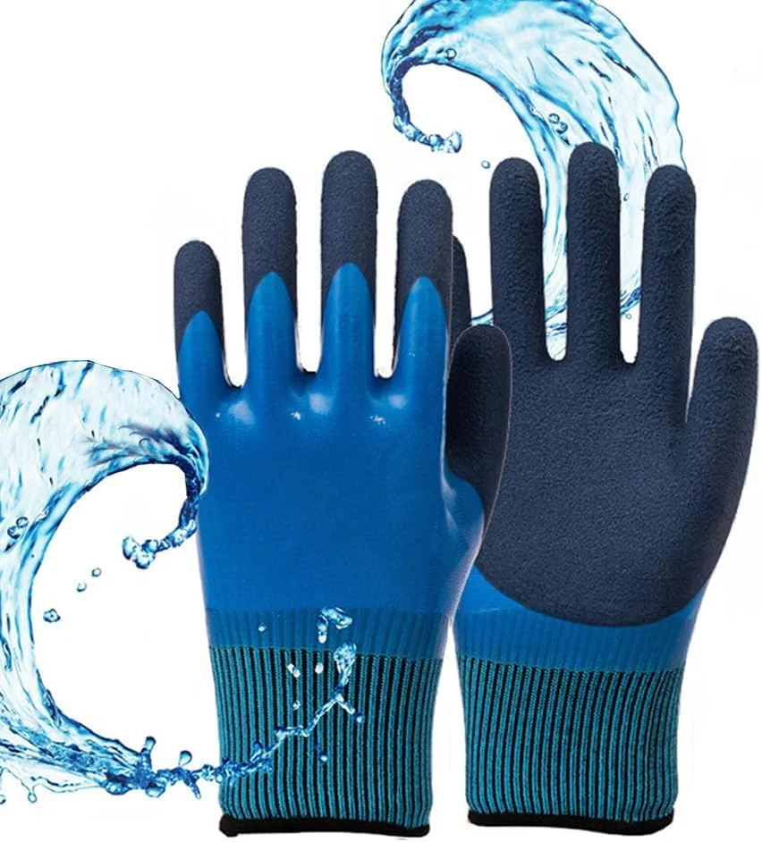 دستکش کار ضد آب ایمنی Goodern، دستکش چند منظوره با پوشش دوگانه ضد مایعات، دستکش ضد لغزش صید ماهی مردانه، دستکش صنعتی برای جابجایی، گرفتن، تمیز کردن، لوازم ماهیگیری