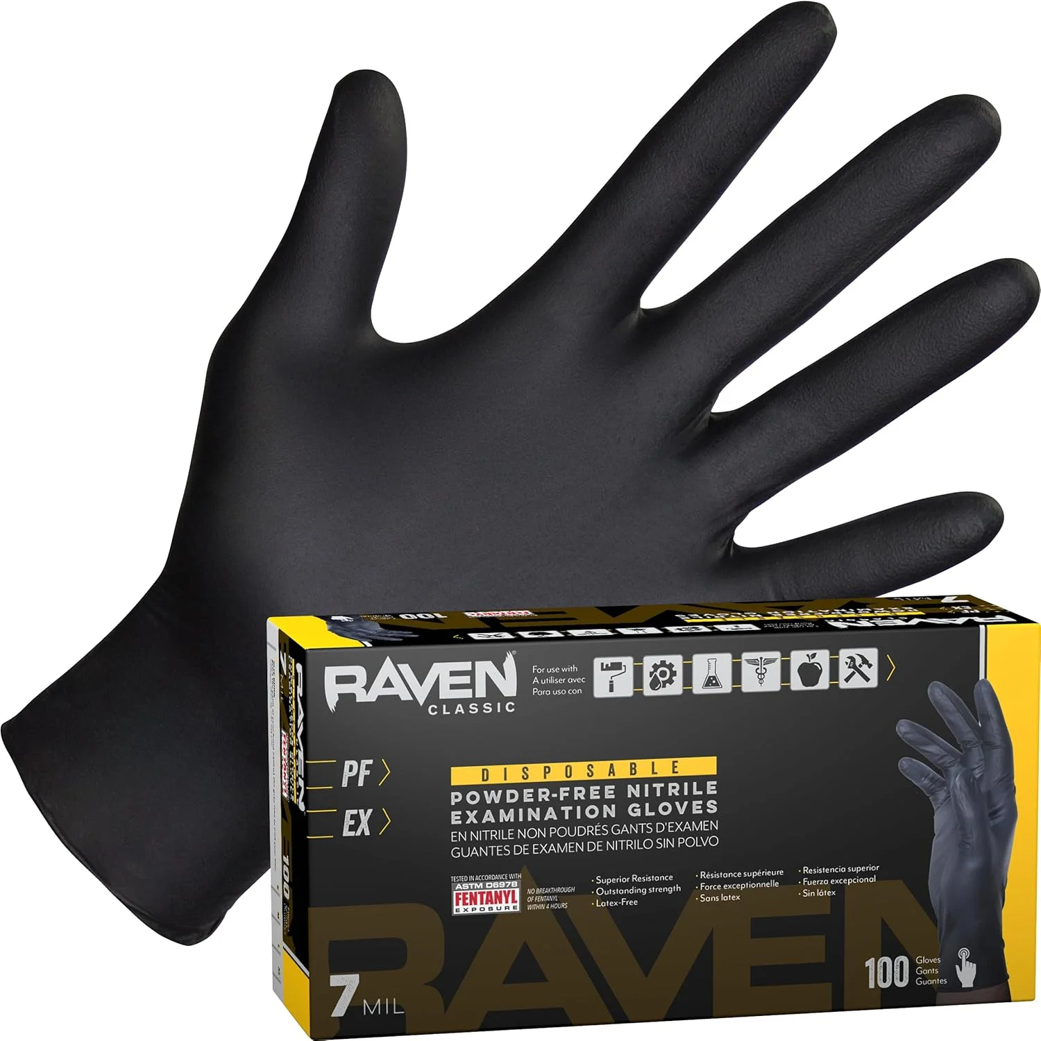 دستکش نیتریل مشکی یکبار مصرف بدون پودر SAS Safety 66518 Raven، سایز بزرگ، 6 میل، 100 عدد (بسته 1 عددی)