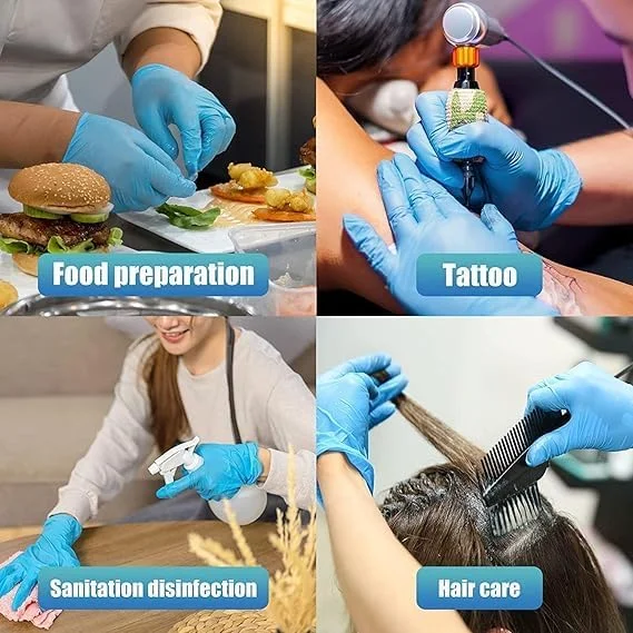 دستکش ایمنی نیتریل یکبار مصرف Azonee، بدون پودر، بدون ژل سیلیکا، بافت برجسته برای ضد ریزش، دستکش های آبی رنگ مناسب معاینه پزشکی، نظافت و آماده سازی غذا - 50 عدد