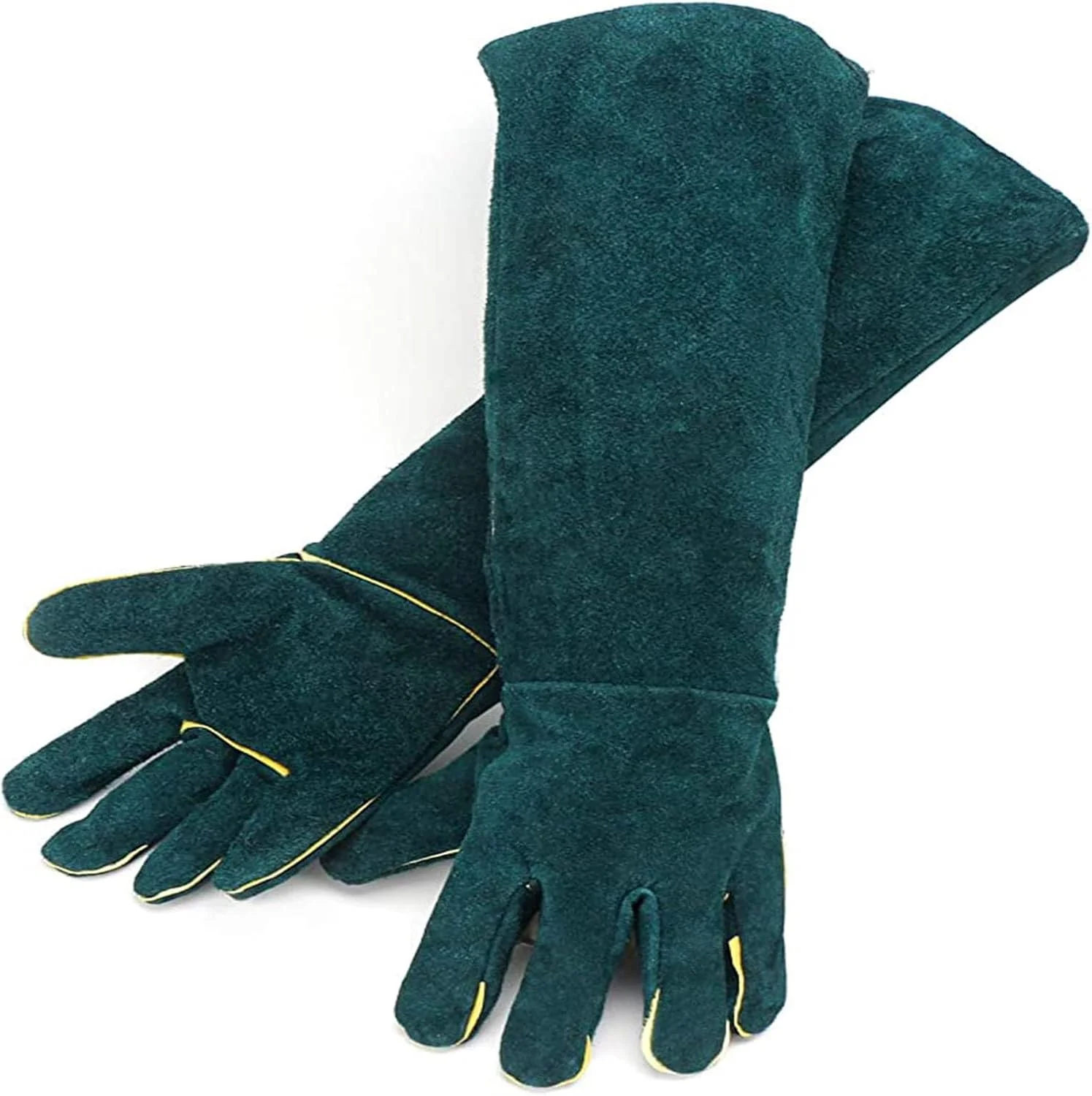 دستکش محافظ حیوانات خانگی مومو کت، دستکش ایمنی ضد گاز گرفتگی، دستکش محافظت و ضد خراش چرمی گاوی 35 سانتی متری سبز برای شاهین ها، مارها و سایر خزندگان (35 سانتی متر / 60 سانتی متر)