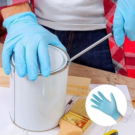 دستکش ایمنی نیتریل یکبار مصرف Azonee، بدون پودر، بدون ژل سیلیکا، بافت برجسته برای ضد ریزش، دستکش های آبی رنگ مناسب معاینه پزشکی، نظافت و آماده سازی غذا - 50 عدد