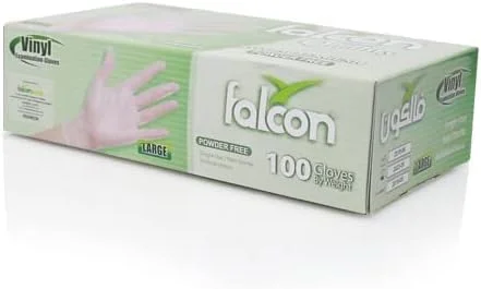 دستکش یکبار مصرف وینیل فالکون، بدون لاتکس، مناسب برای همه (بسته 100 عددی)