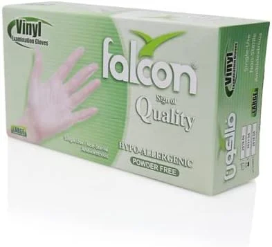 دستکش یکبار مصرف وینیل فالکون، بدون لاتکس، مناسب برای همه (بسته 100 عددی)