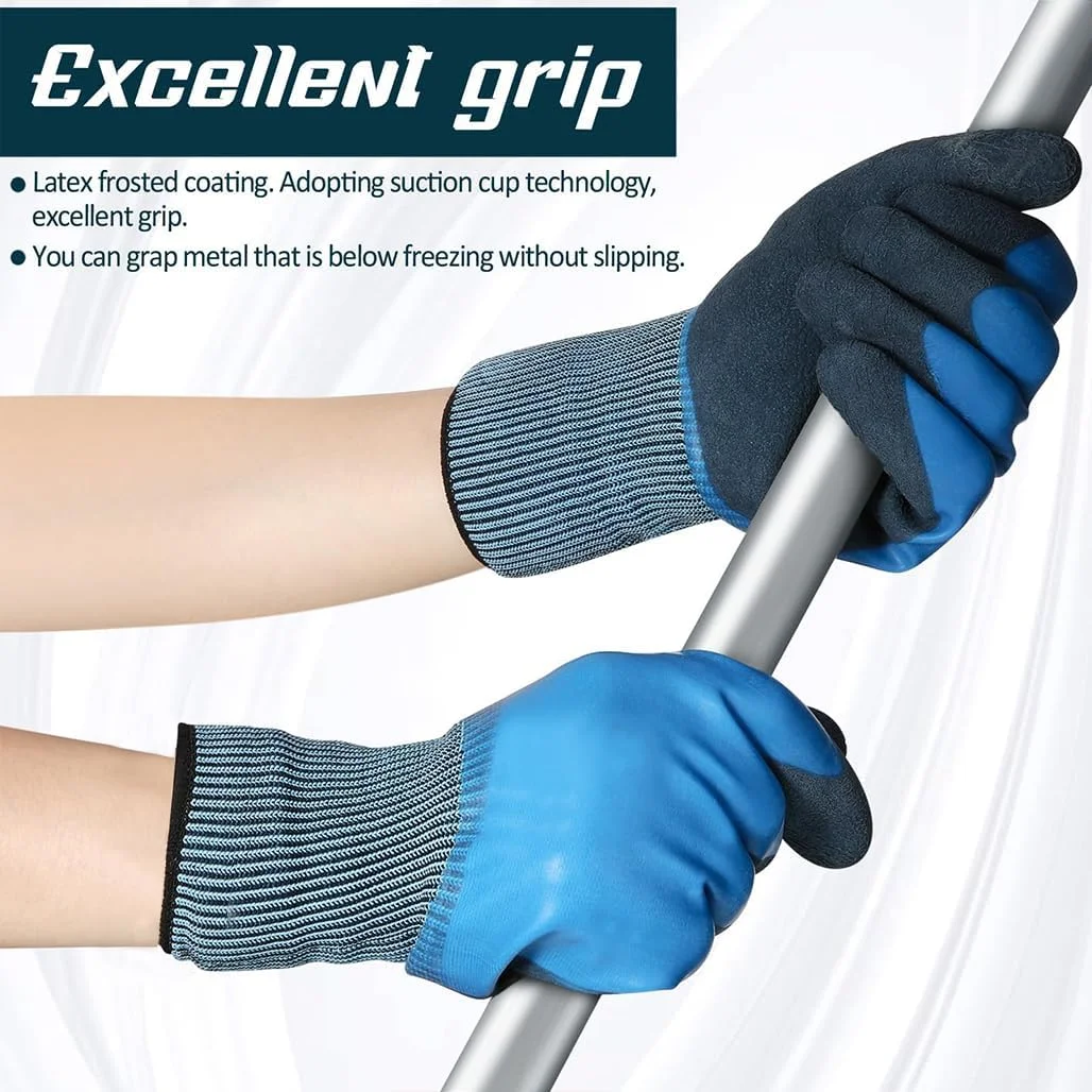 دستکش کار ضد آب ایمنی Goodern، دستکش چند منظوره با پوشش دوگانه ضد مایعات، دستکش ضد لغزش صید ماهی مردانه، دستکش صنعتی برای جابجایی، گرفتن، تمیز کردن، لوازم ماهیگیری