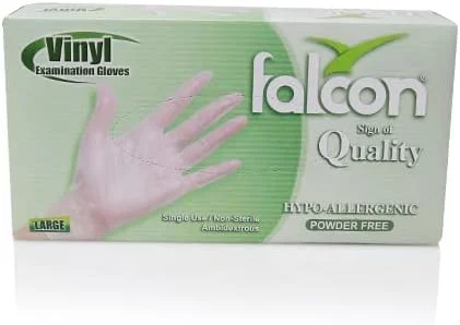 دستکش یکبار مصرف وینیل فالکون، بدون لاتکس، مناسب برای همه (بسته 100 عددی)