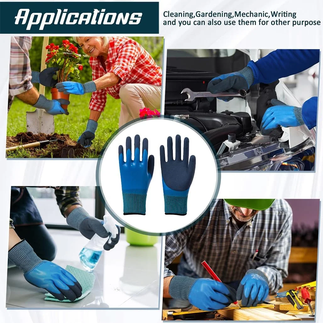 دستکش کار ضد آب ایمنی Goodern، دستکش چند منظوره با پوشش دوگانه ضد مایعات، دستکش ضد لغزش صید ماهی مردانه، دستکش صنعتی برای جابجایی، گرفتن، تمیز کردن، لوازم ماهیگیری
