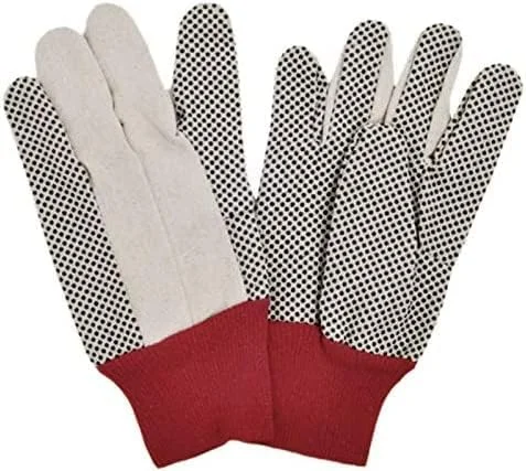 دستکش نخی خالدار عباسعلی، دستکش بافتنی ایمنی با خال های ضد لغزش، سایز آزاد، 8 اونس (12 جفت)