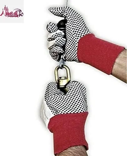 دستکش نخی خالدار عباسعلی، دستکش بافتنی ایمنی با خال های ضد لغزش، سایز آزاد، 8 اونس (12 جفت)