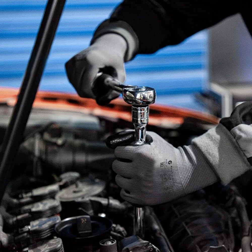 دستکش کار ایمنی ORiTi، 3 جفت، پوشش نیتریل میکروفوم 48-128، پلی استر بافتنی بدون درز، دستکش کار با چسبندگی برای مصارف عمومی، ساخت و ساز، باغبانی