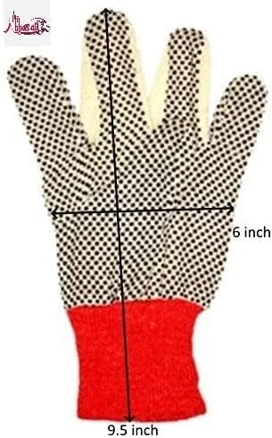 دستکش نخی خالدار عباسعلی، دستکش بافتنی ایمنی با خال های ضد لغزش، سایز آزاد، 8 اونس (12 جفت)