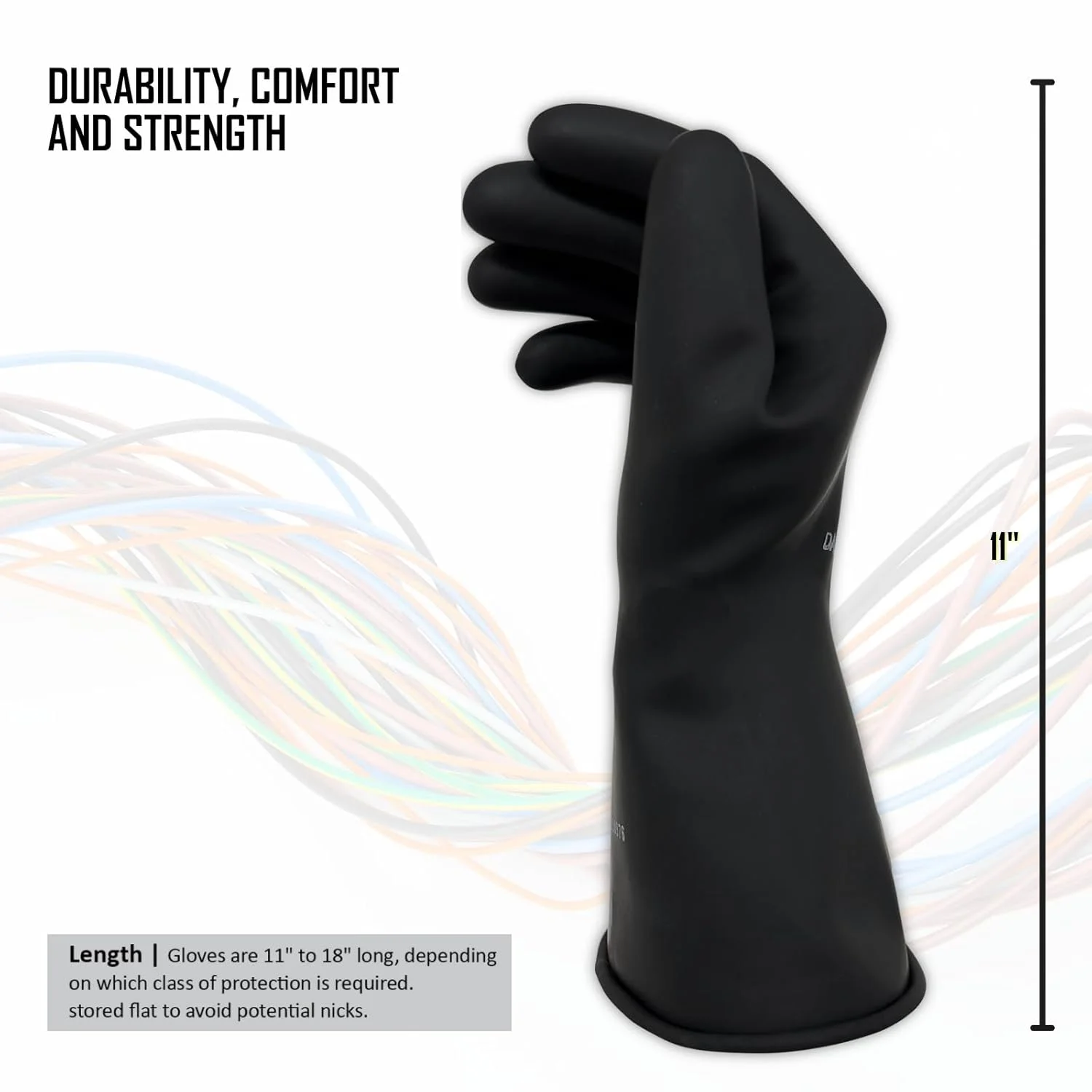 دستکش عایق برق لاستیکی صاف کلاس 0 مگید گلاو اند سیفتی منطبق با ASTM D120-09 با لبه مستقیم سایز: 11 | طول 11 اینچ M011B11 1