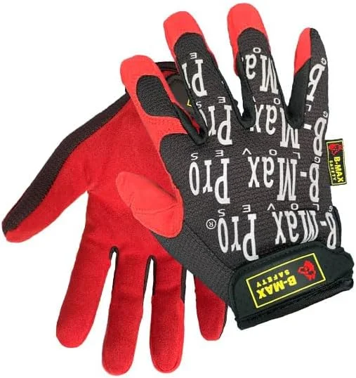 دستکش ایمنی مکانیکی B-MAX، مدل BM2013-A، سایز مدیوم، لارج، ایکس لارج، آبی - مقاومت بالا در برابر سایش، راحت، پوشیدن و درآوردن آسان