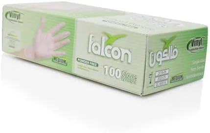 دستکش های وینیل فالکون - شفاف و بدون پودر (M)