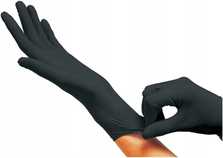 دستکش نیتریل مشکی سوپرمکس MAXTER - بدون پودر، بدون لاتکس، مناسب معاینات پزشکی و کار - 100 عدد در هر جعبه، ضخامت 3.2 میل