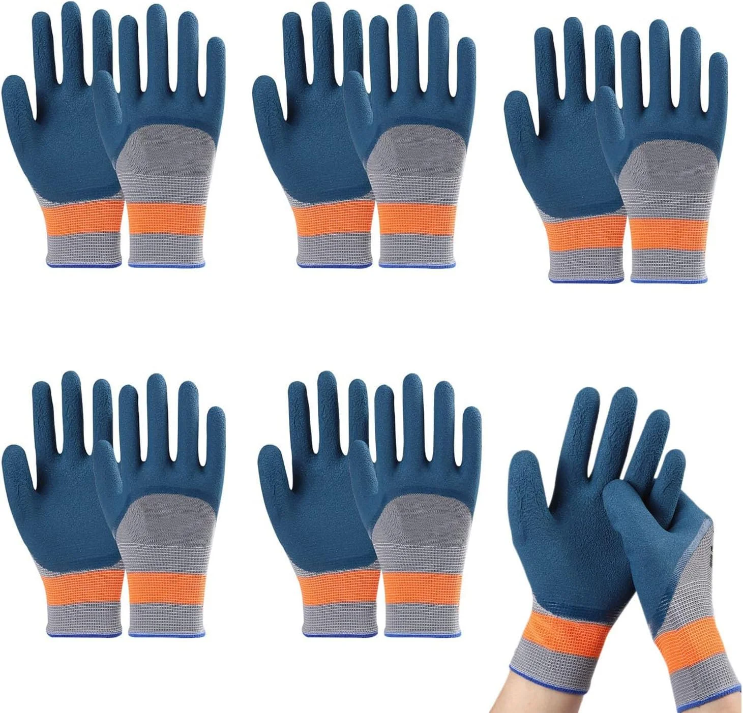 دستکش باغبانی Aputue، 6 جفت دستکش کار ایمنی با چسبندگی قوی، دستکش کار لمسی محافظ ضد آب با روکش لاستیکی تنفسی برای کار در حیاط، محوطه سازی، کاشت، وجین کردن