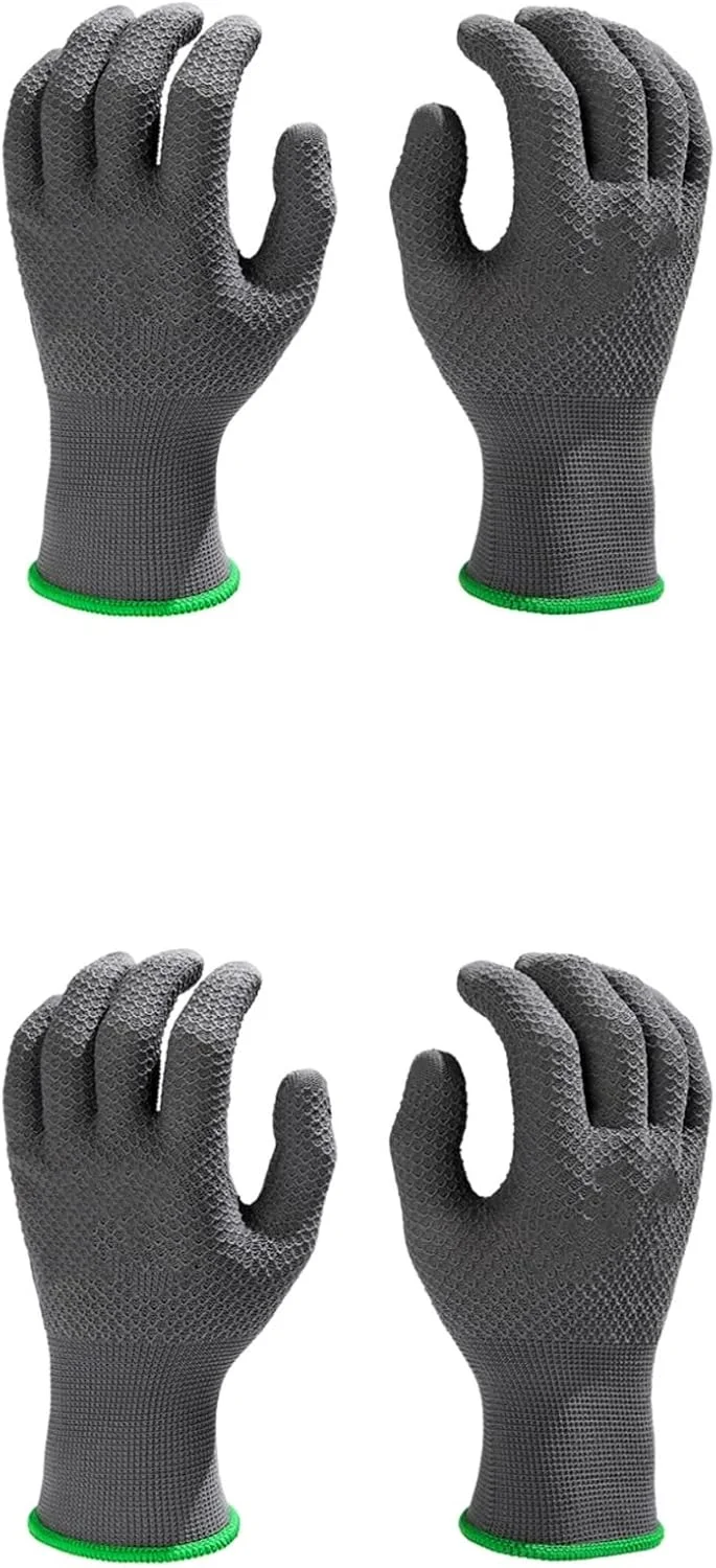 دستکش کار ایمنی POSICHE، دستکش های ایمنی چند منظوره مقاوم در برابر برش، دستکش های PVC دانه دار ضد لغزش، دستکش های لاستیکی دانه دار ضخیم شده مقاوم در برابر سایش و تنفس مناسب برای کار در سایت ساخت و ساز، 2 جفت