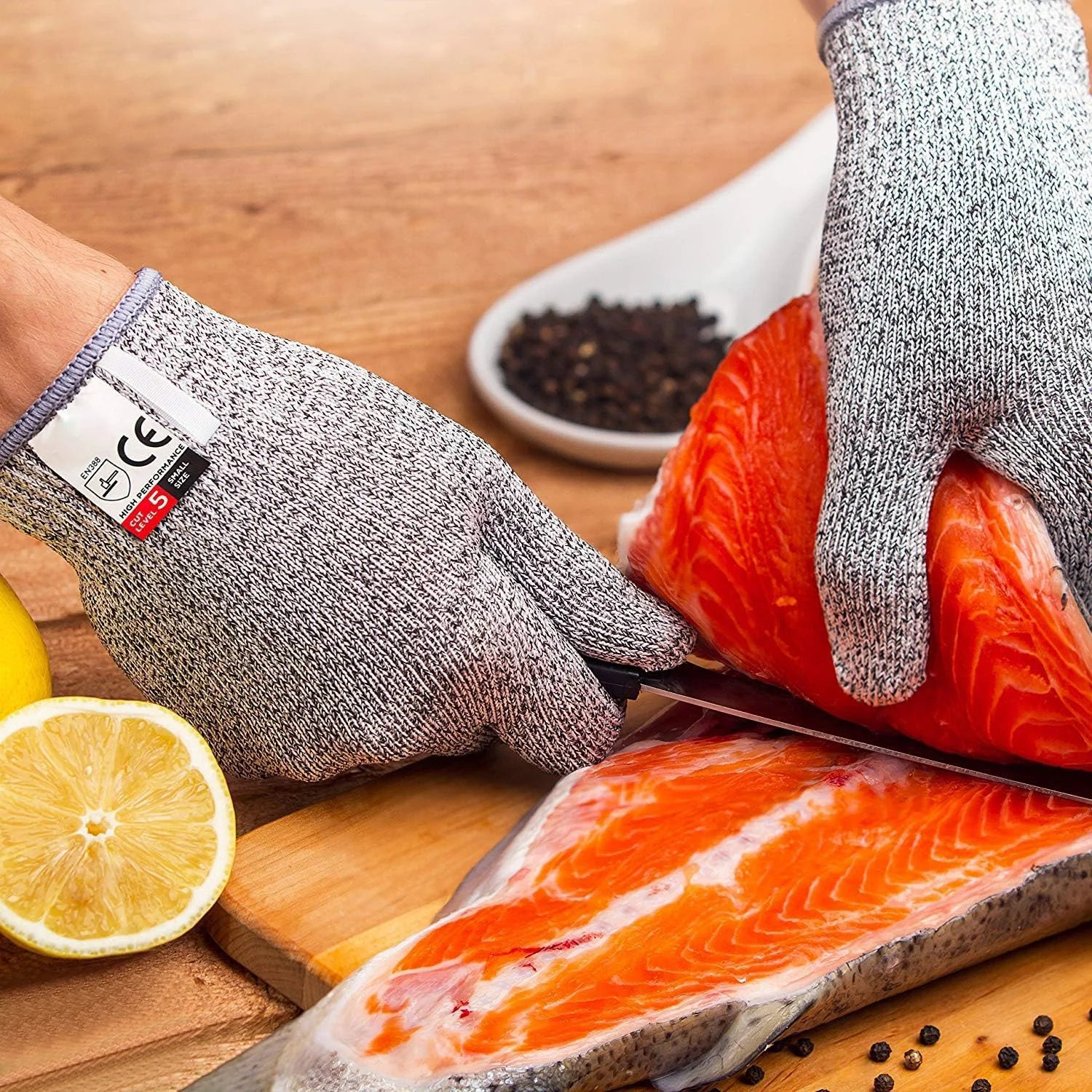 دستکش قصابی توری فلزی استیل ضد برش و ضد ضربه مدل Jg0012، یک سایز - خاکستری