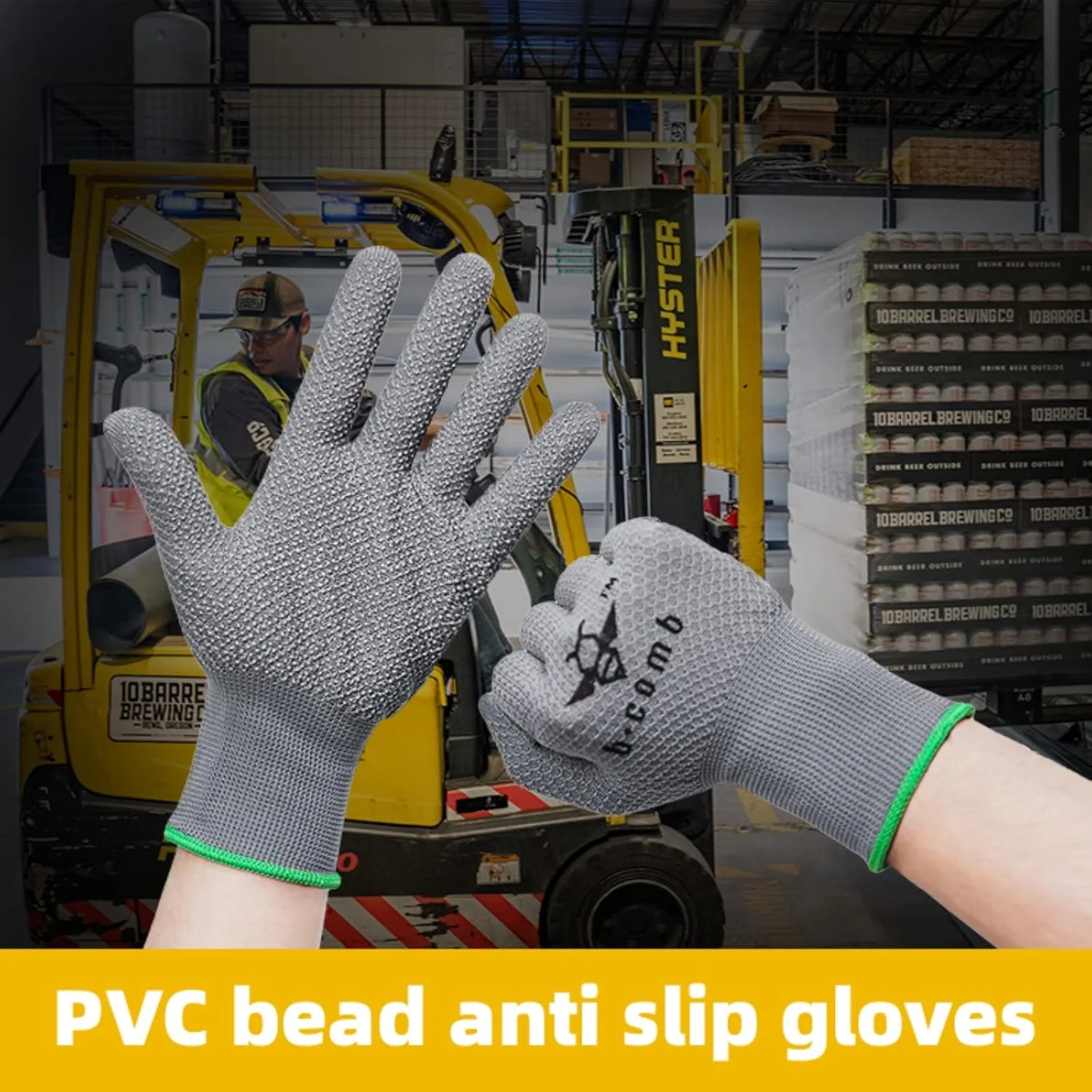 دستکش کار ایمنی POSICHE، دستکش های ایمنی چند منظوره مقاوم در برابر برش، دستکش های PVC دانه دار ضد لغزش، دستکش های لاستیکی دانه دار ضخیم شده مقاوم در برابر سایش و تنفس مناسب برای کار در سایت ساخت و ساز، 2 جفت