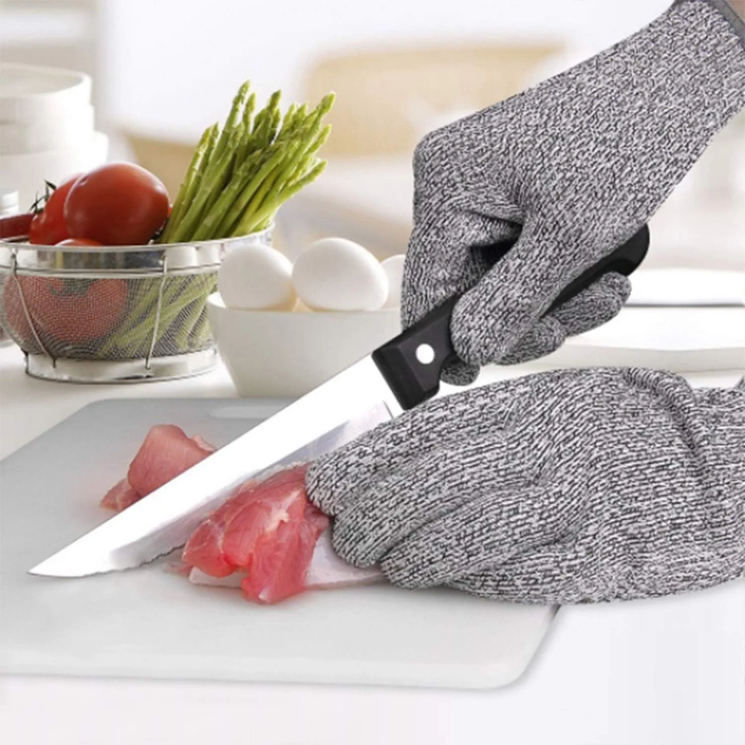 دستکش قصابی توری فلزی استیل ضد برش و ضد ضربه مدل Jg0012، یک سایز - خاکستری