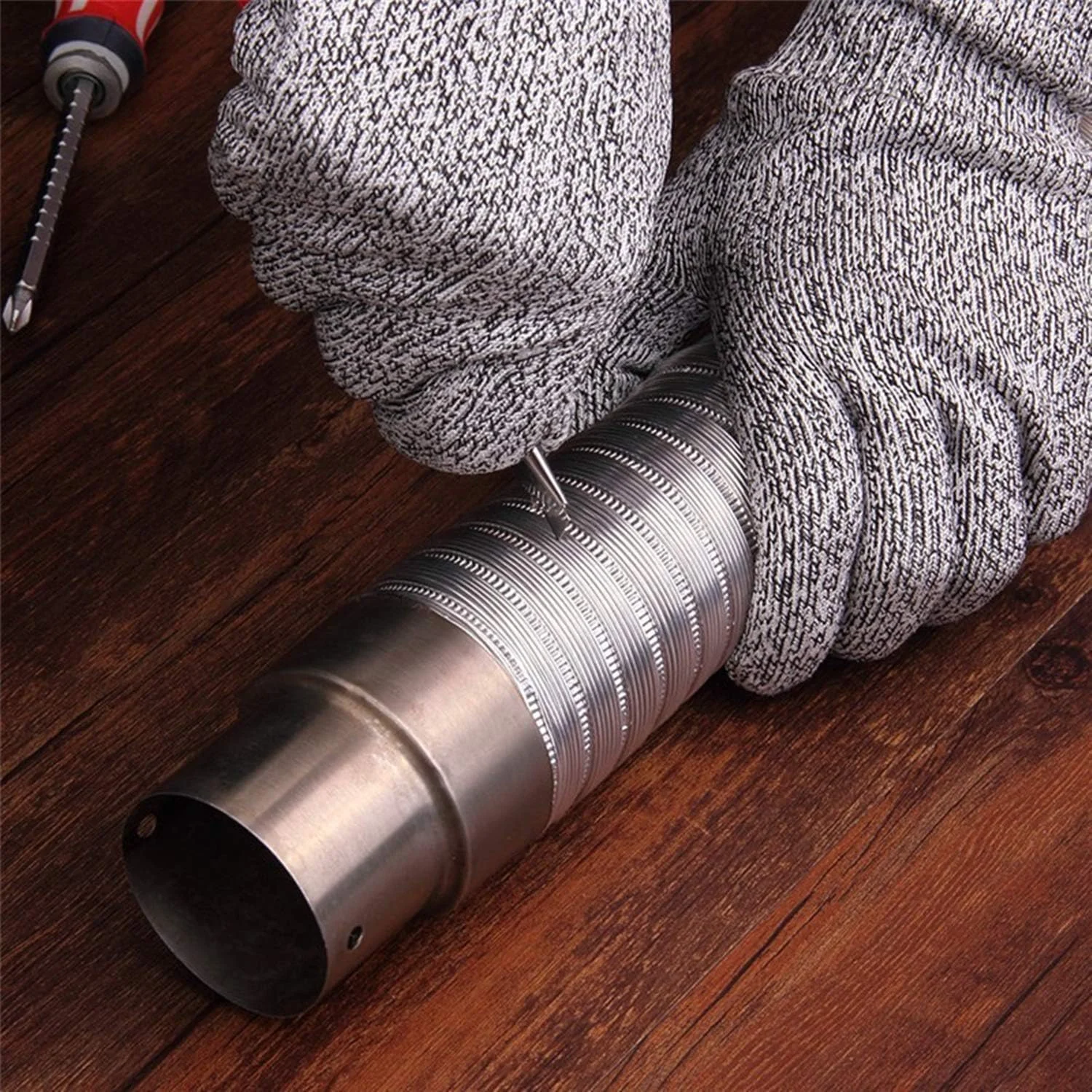 دستکش قصابی توری فلزی استیل ضد برش و ضد ضربه مدل Jg0012، یک سایز - خاکستری