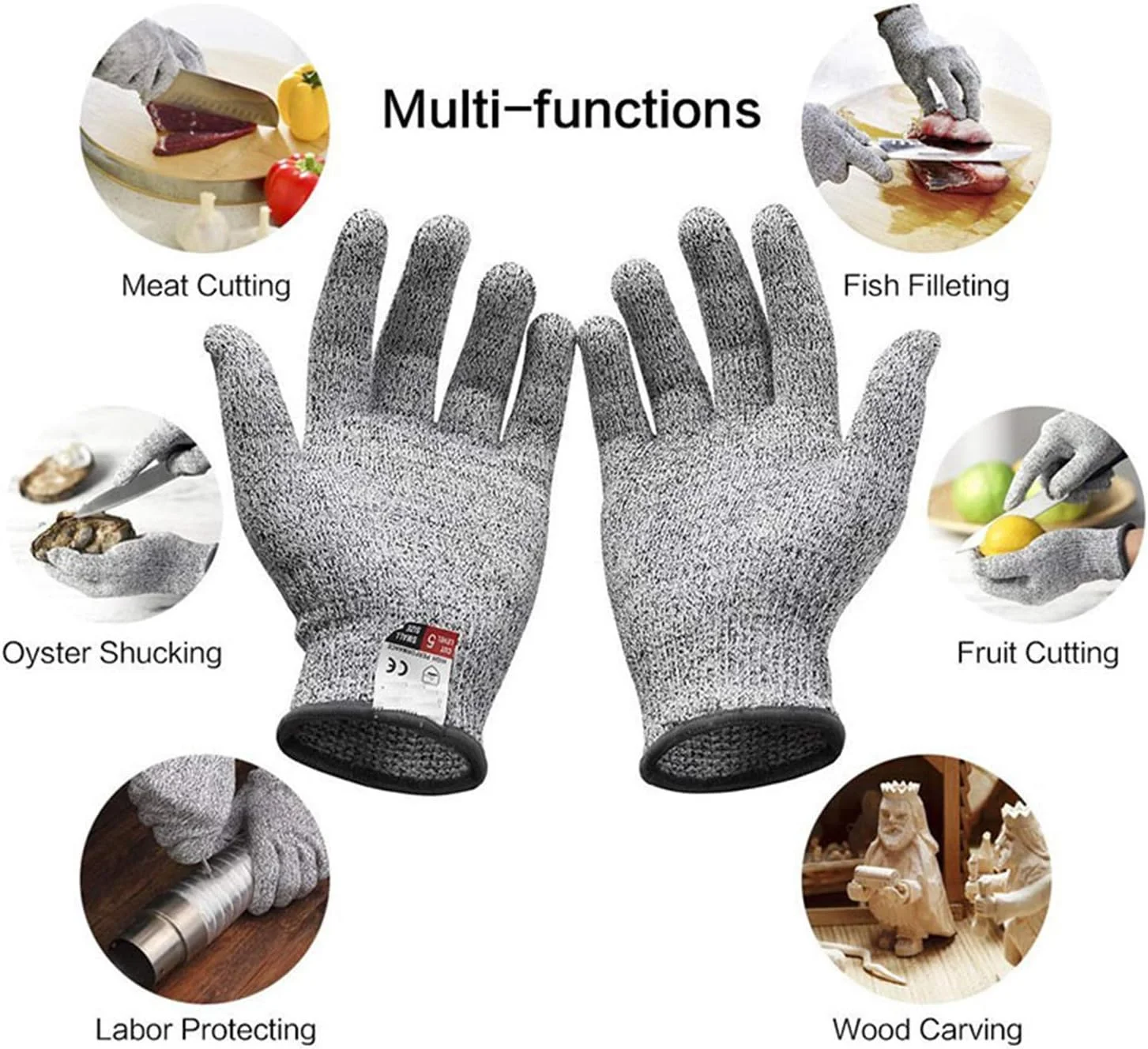 دستکش قصابی توری فلزی استیل ضد برش و ضد ضربه مدل Jg0012، یک سایز - خاکستری