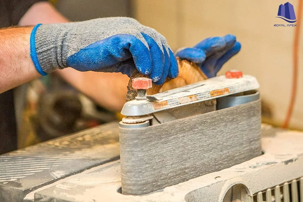 دستکش کار دو روکش لاتکس لاستیکی Royal Apex با قابلیت چسبندگی برای ساخت و ساز، باغبانی، دستکش های سنگین کار مخلوط پنبه ای آبی رنگ سایز Uni (یک جفت)