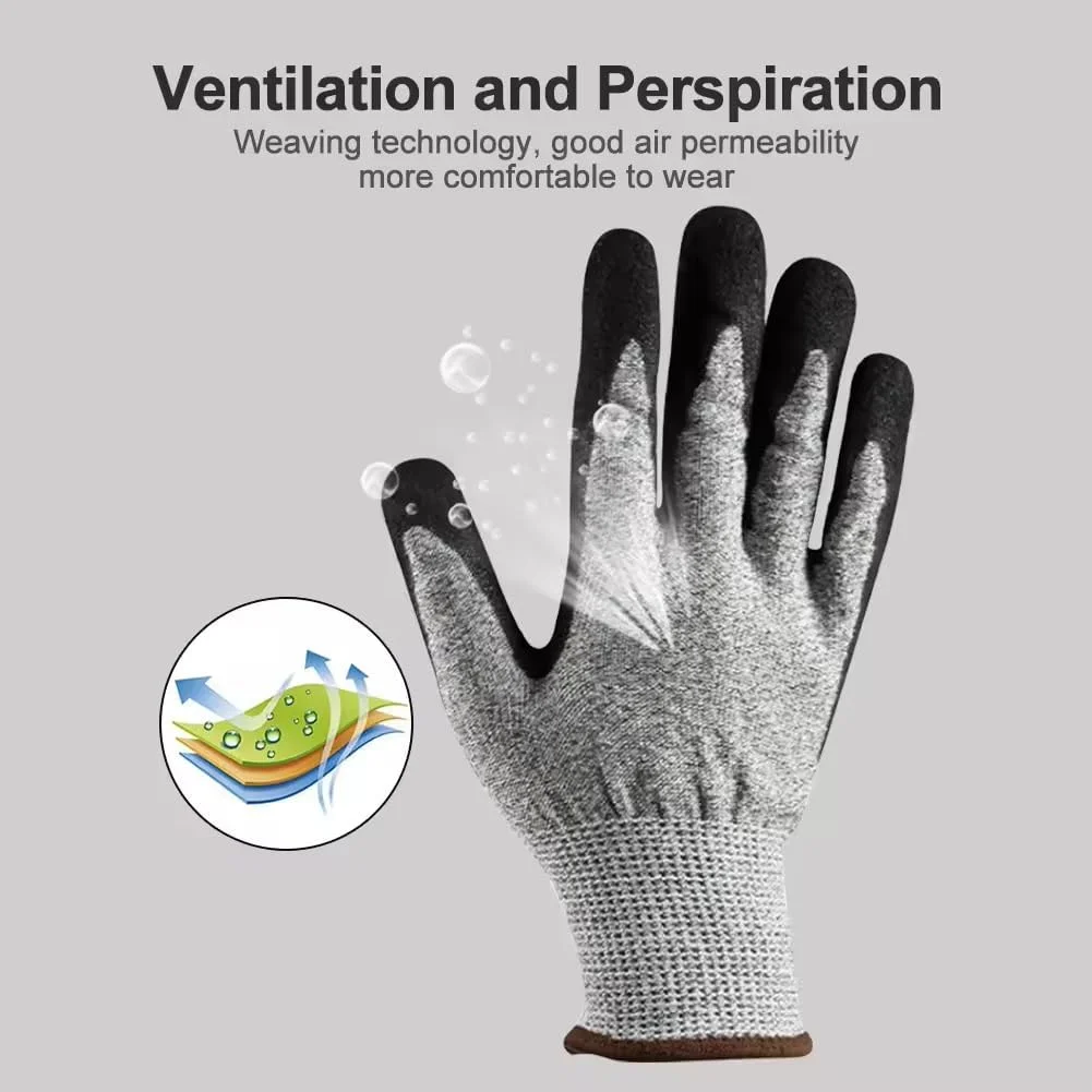 3 جفت دستکش کار سنگین، دستکش کار با روکش فوم نیتریل برای محافظت در برابر سایش، چسبندگی قوی، ایمنی، ایده آل برای ساخت و ساز، باغبانی، مکانیکی، استفاده در انبار (مناسب برای همه)