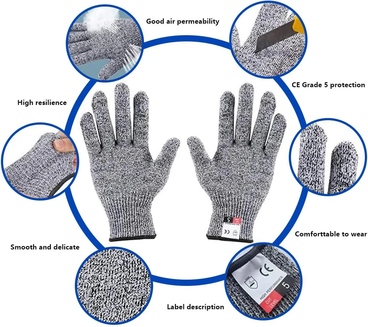 دستکش های ضد برش MITCMOLARD - دستکش های ایمنی - دستکش های ضد سایش، دستکش های با عملکرد بالا با محافظت سطح 5 برای فیله ماهی، پردازش، برش با ماندولین، برش گوشت و کنده کاری چوب