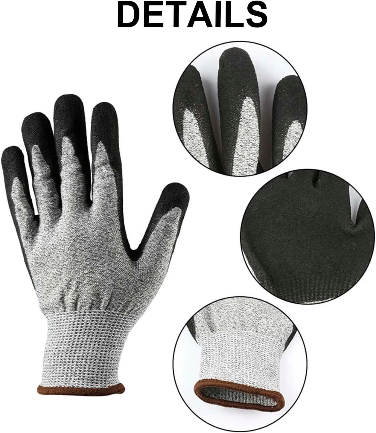 3 جفت دستکش کار سنگین، دستکش کار با روکش فوم نیتریل برای محافظت در برابر سایش، چسبندگی قوی، ایمنی، ایده آل برای ساخت و ساز، باغبانی، مکانیکی، استفاده در انبار (مناسب برای همه)