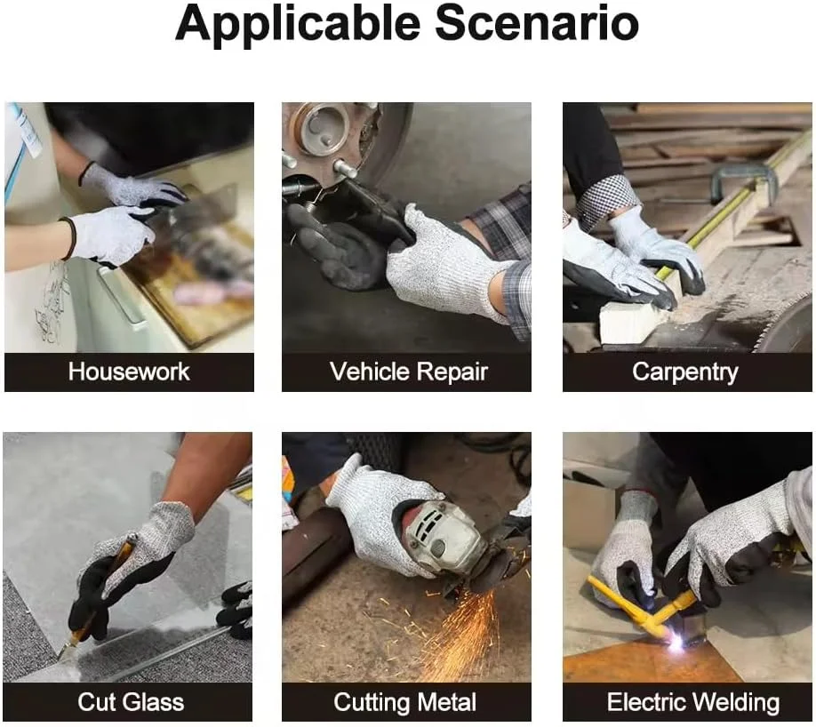 3 جفت دستکش کار سنگین، دستکش کار با روکش فوم نیتریل برای محافظت در برابر سایش، چسبندگی قوی، ایمنی، ایده آل برای ساخت و ساز، باغبانی، مکانیکی، استفاده در انبار (مناسب برای همه)