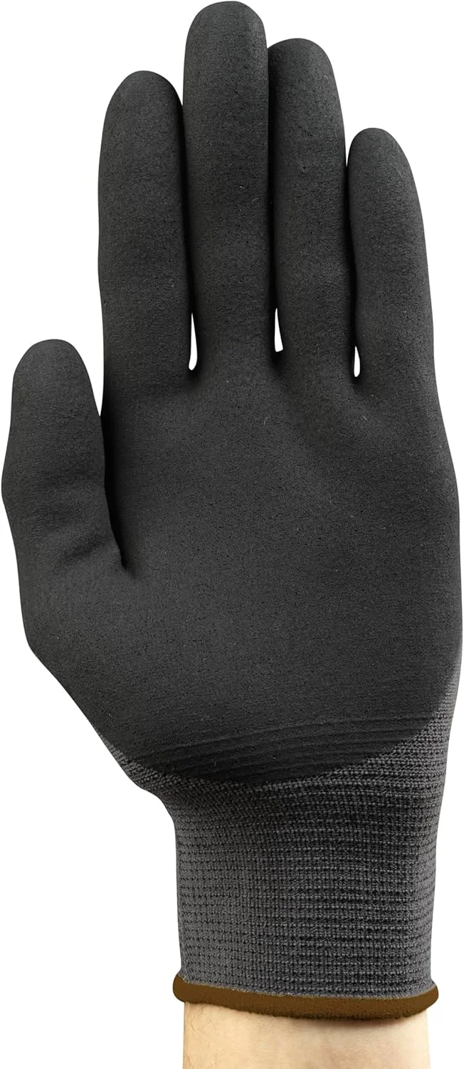 دستکش کار حرفه ای Ansell HyFlex 11-840، پوشش نیتریل مقاوم در برابر سایش با چسبندگی محکم، دستکش های محافظ چند منظوره، ایمنی مکانیکی و صنعتی، مشکی، سایز M (5 جفت)