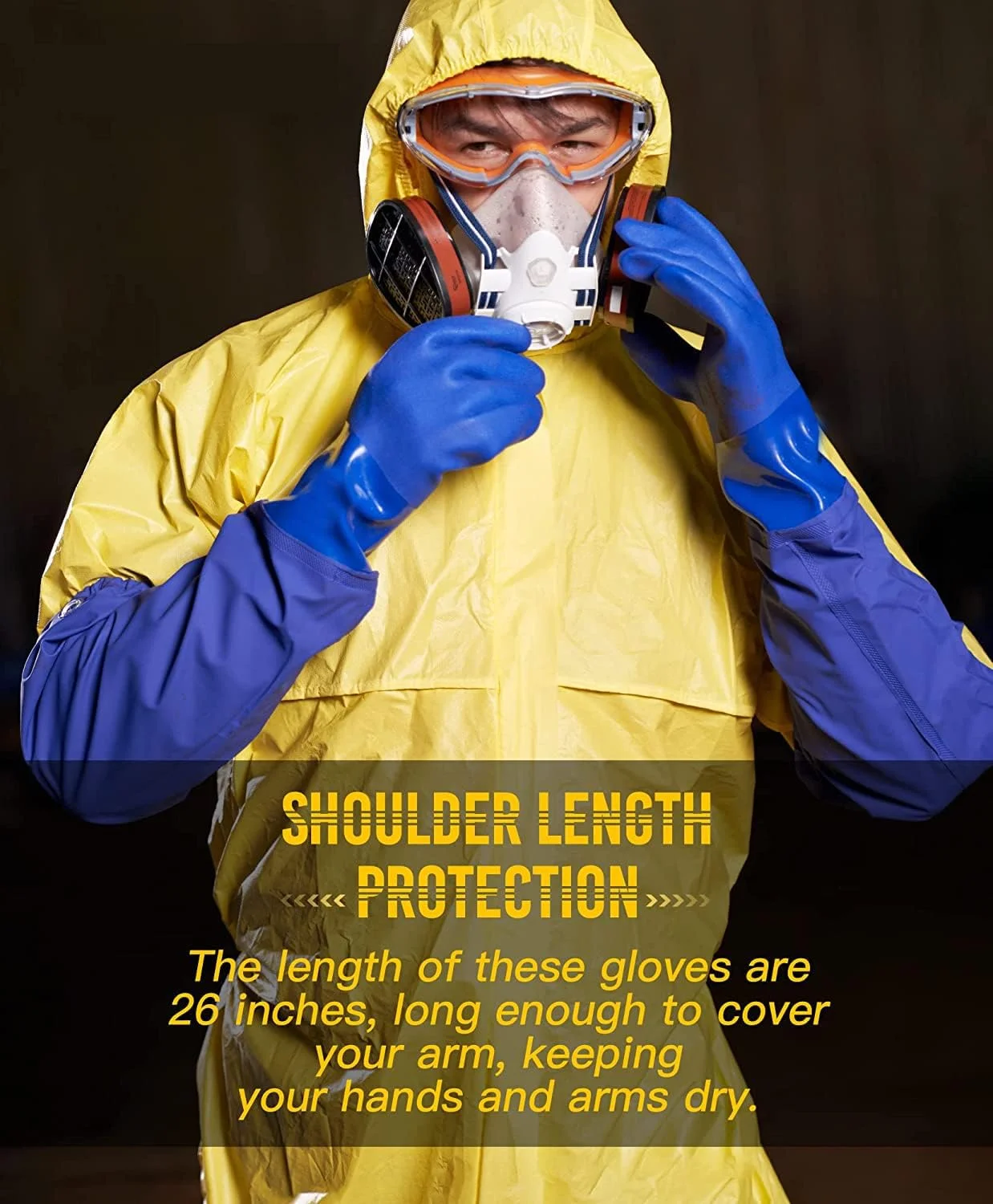 دستکش لاستیکی ضد آب، دستکش های عایق شده با روکش PVC مقاوم در برابر مواد شیمیایی تا شانه، دستکش کار ایمنی سنگین قابل استفاده مجدد، محافظت در برابر اسید، قلیایی و روغن، برای صنعت، ماهیگیری، آکواریوم، 26 اینچ دستکش لاستیکی ضد آب، دستکش های عایق شده با روکش PVC مقاوم در برابر مواد شیمیایی تا شانه، دستکش کار ایمنی سنگین قابل استفاده مجدد، محافظت در برابر اسید، قلیایی و روغن، برای صنعت، ماهیگیری، آکواریوم، 26 اینچ