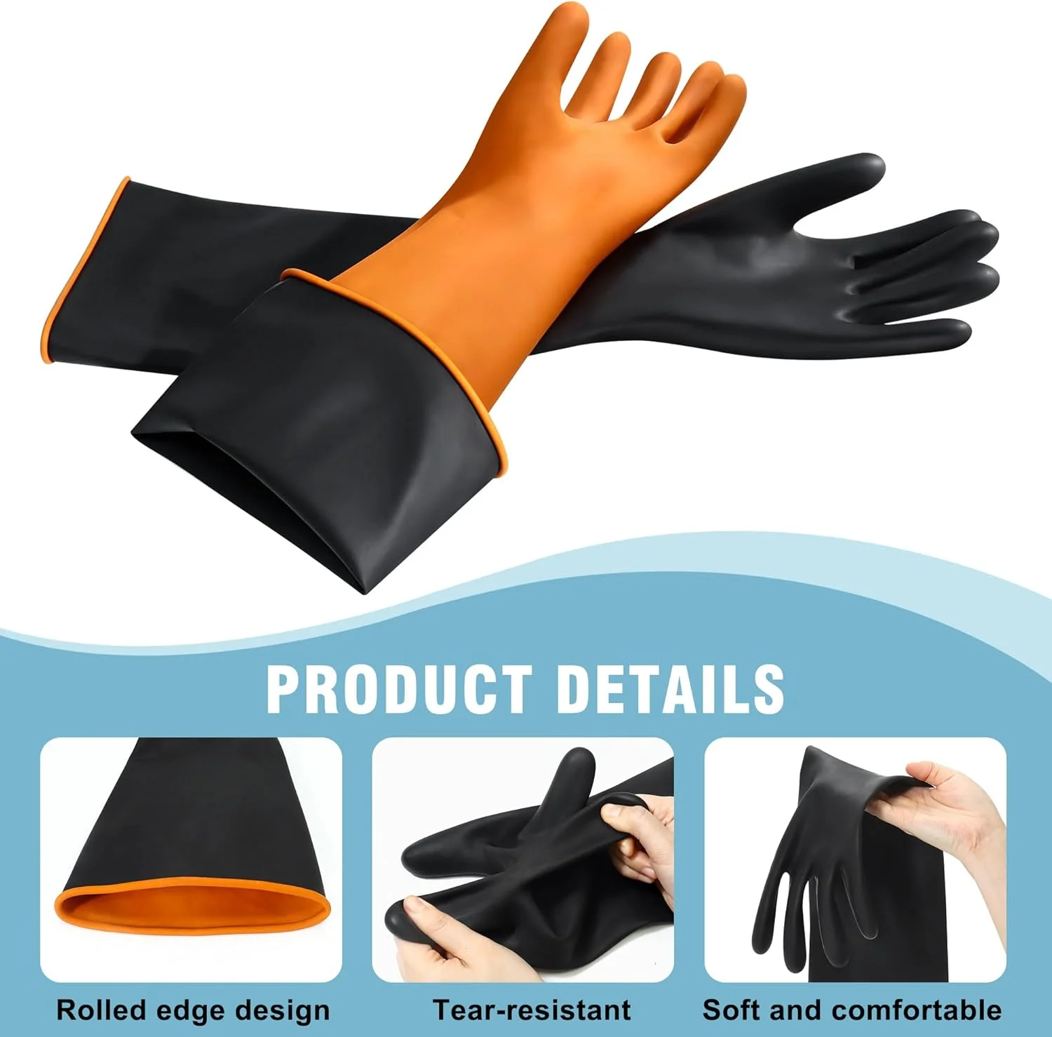 دستکش های شیمیایی لاتکس Nobgum، دستکش های لاستیکی مقاوم، تجهیزات حفاظت فردی، ایمنی صنعتی، کار، دستکش های محافظ ساق بلند، دستکش های سنگین 22 اینچی مشکی، مقاوم در برابر اسیدهای قوی، قلیاها و روغن دستکش های شیمیایی لاتکس Nobgum، دستکش های لاستیکی مقاوم، تجهیزات حفاظت فردی، ایمنی صنعتی، کار، دستکش های محافظ ساق بلند، دستکش های سنگین 22 اینچی مشکی، مقاوم در برابر اسیدهای قوی، قلیاها و روغن