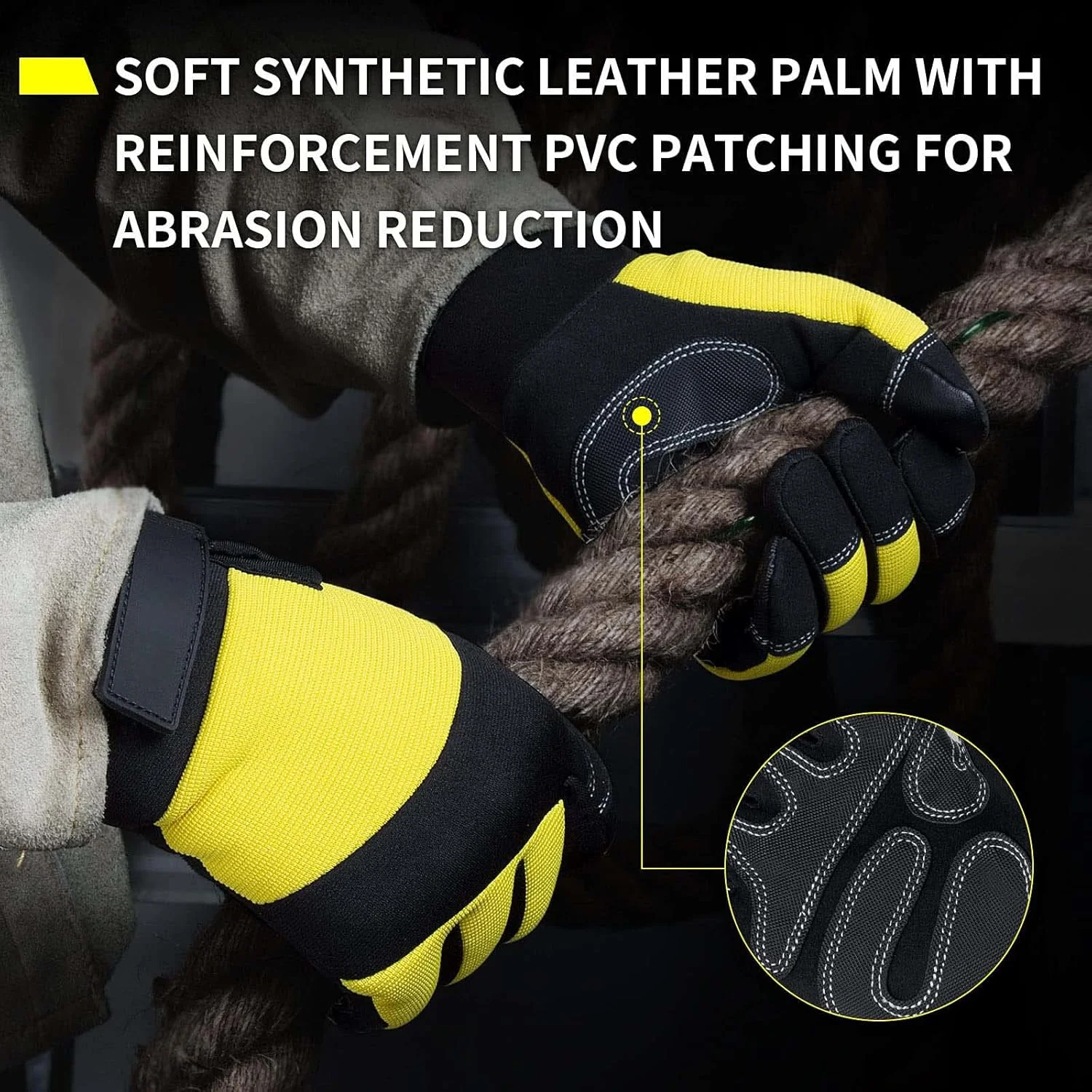 دستکش کار چرمی KASTWAVE، دستکش باغبانی سنگین، دستکش باغبانی چرم گاوی مقاوم، دستکش کار ضد خار برای ابزار باغبانی، قیچی هرس، آجرچینی، زنانه و مردانه (زرد، بزرگ)