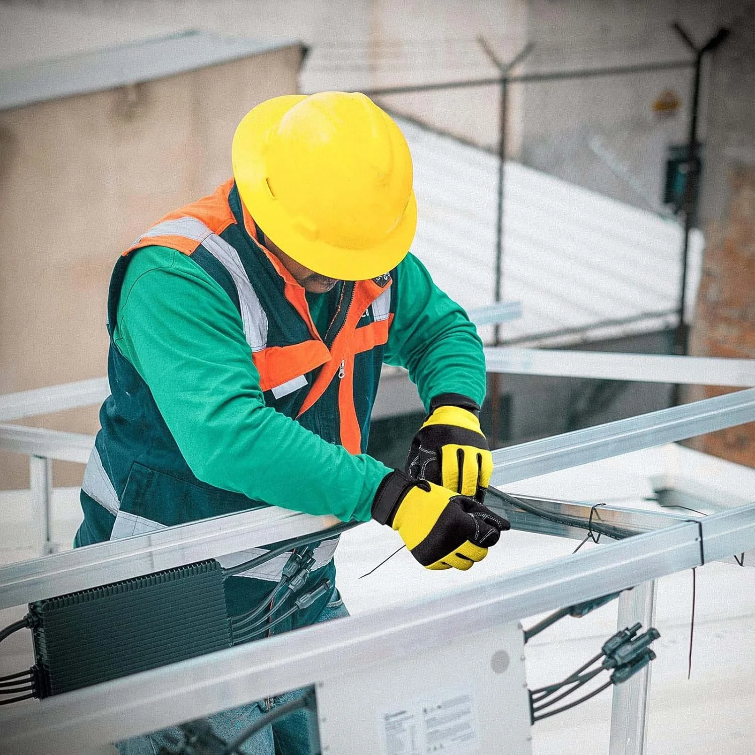 دستکش کار چرمی KASTWAVE، دستکش باغبانی سنگین، دستکش باغبانی چرم گاوی مقاوم، دستکش کار ضد خار برای ابزار باغبانی، قیچی هرس، آجرچینی، زنانه و مردانه (زرد، بزرگ)