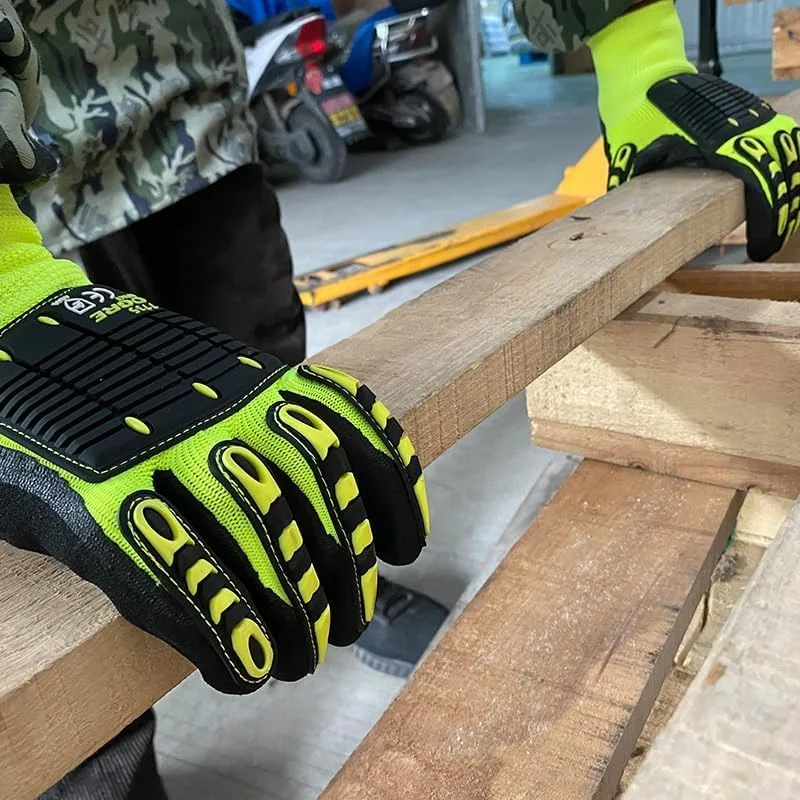 دستکش کار ساختمانی KASTWAVE، دستکش کار ایمنی، بادوام، جاذب ضربه، ضد برش، ضد ضربه و مقاوم در برابر سایش، دستکش کار انبار، تعمیر خودرو، مناسب برای کار در حیاط، برای مردان و زنان (سایز: L)