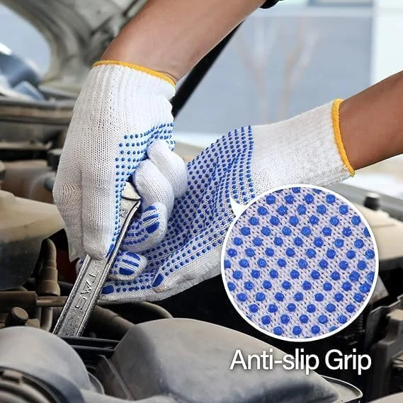 دستکش کار ایمنی Lonimia، 12 جفت، دستکش های ضد لغزش نقطه دار، دستکش کار برای مردان یا زنان برای ساخت و ساز کارخانه باغبانی کارهای خانه انبار ساخت و ساز